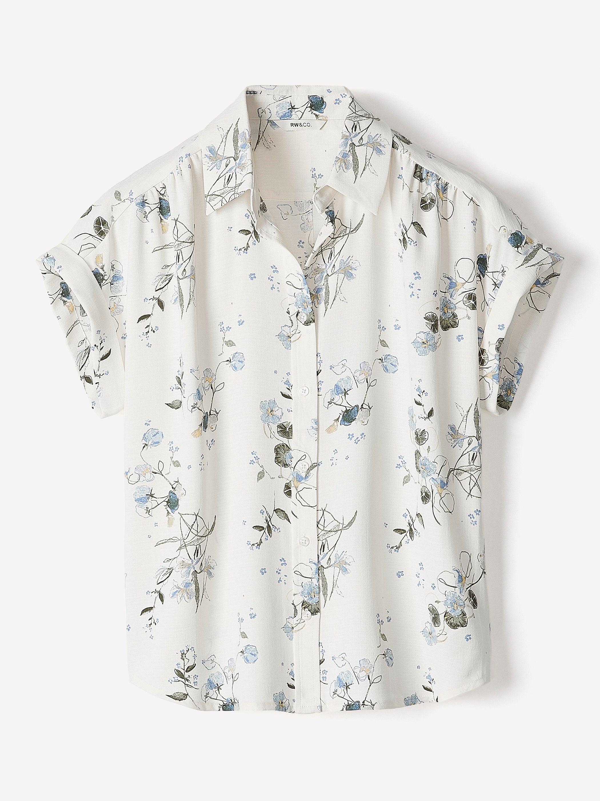 Blouse Boutonnée à Manches Très Courtes