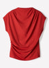 Extended-Sleeve Crew-Neck Draped Top