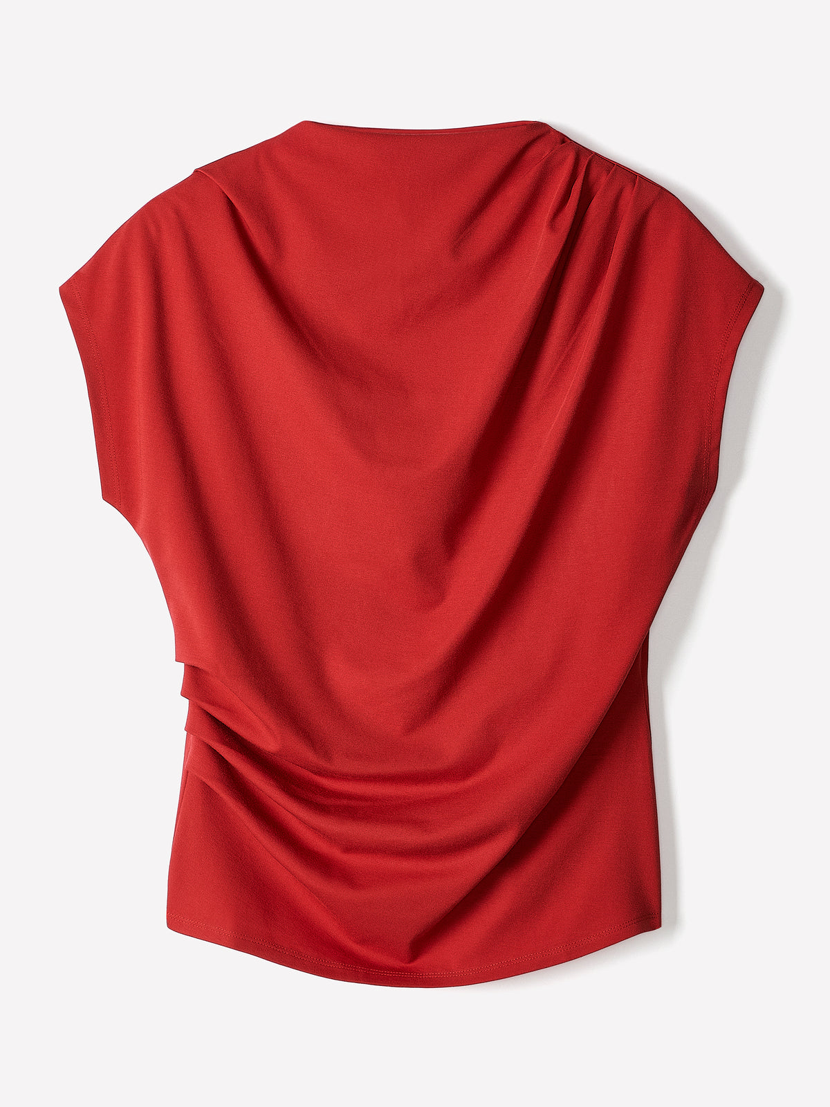 Extended-Sleeve Crew-Neck Draped Top