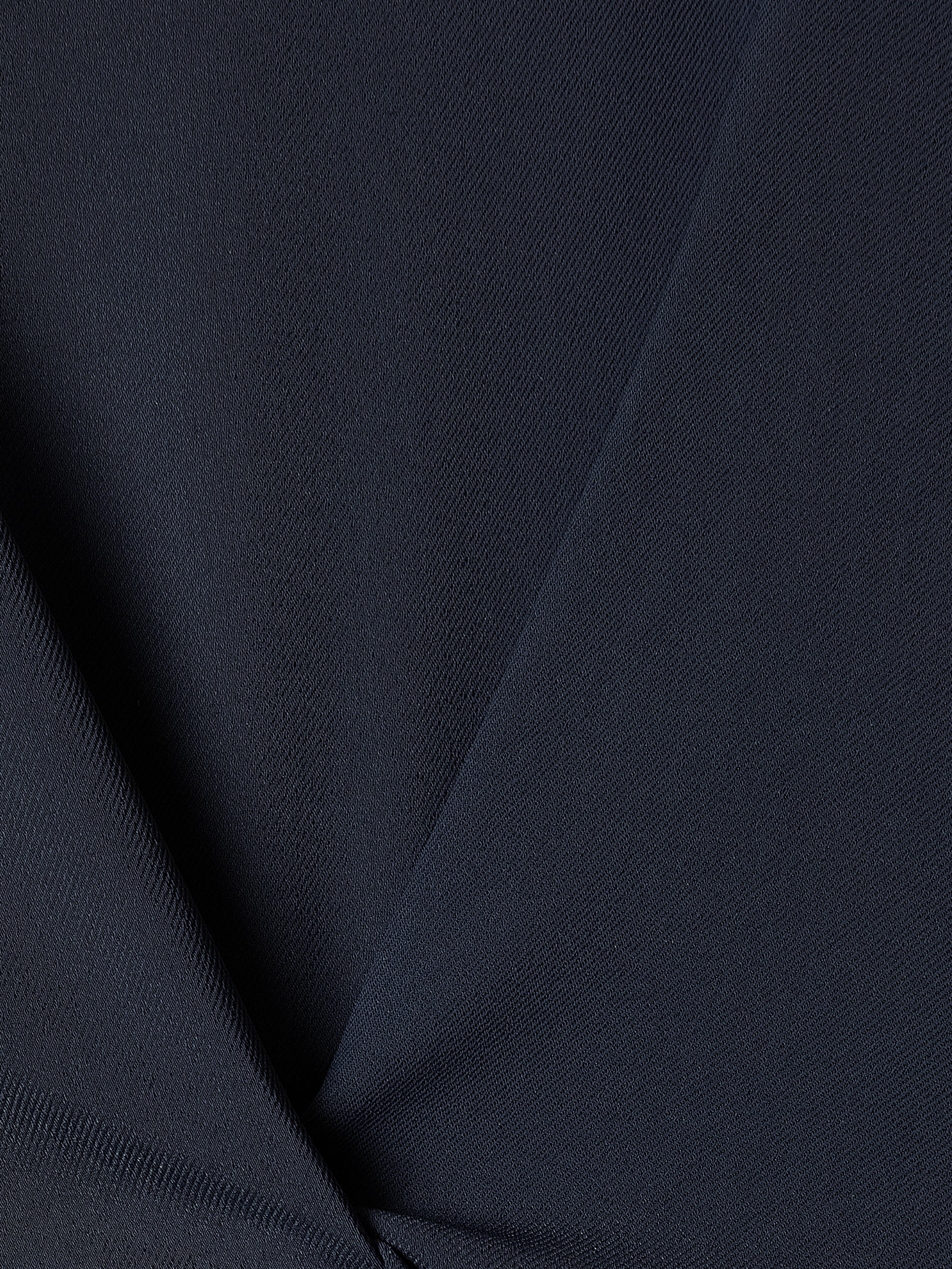 Extended-Sleeve V-Neck Twill Midi Dress