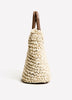 Woven Paper and PU Cutout Handle Handbag