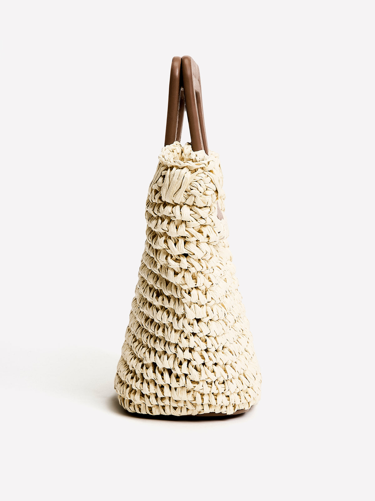 Woven Paper and PU Cutout Handle Handbag