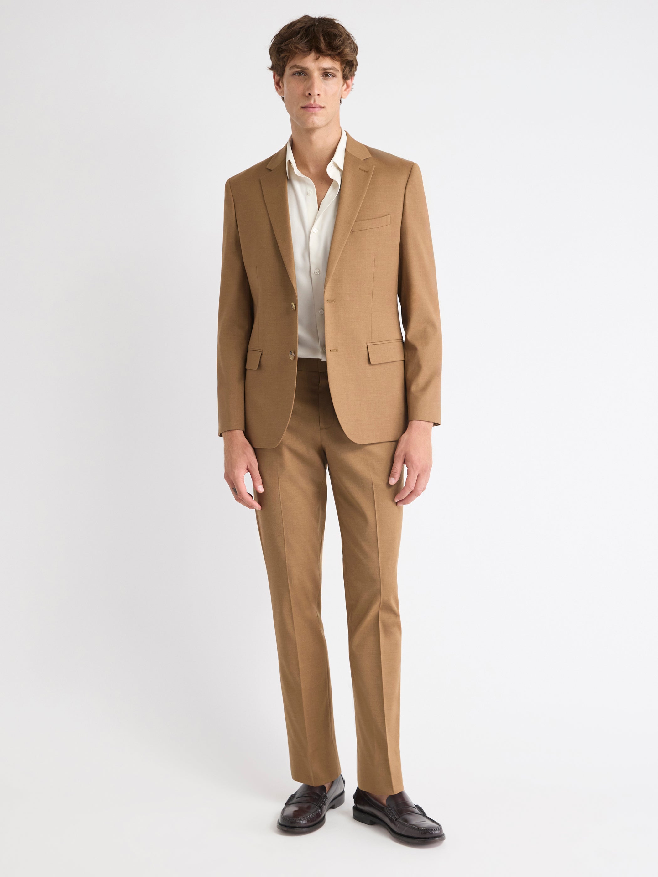Slim-Fit Golden Brown Suit Blazer