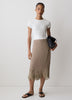 Woven Straight Skirt with Lace Trim
