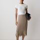 Woven Straight Skirt with Lace Trim