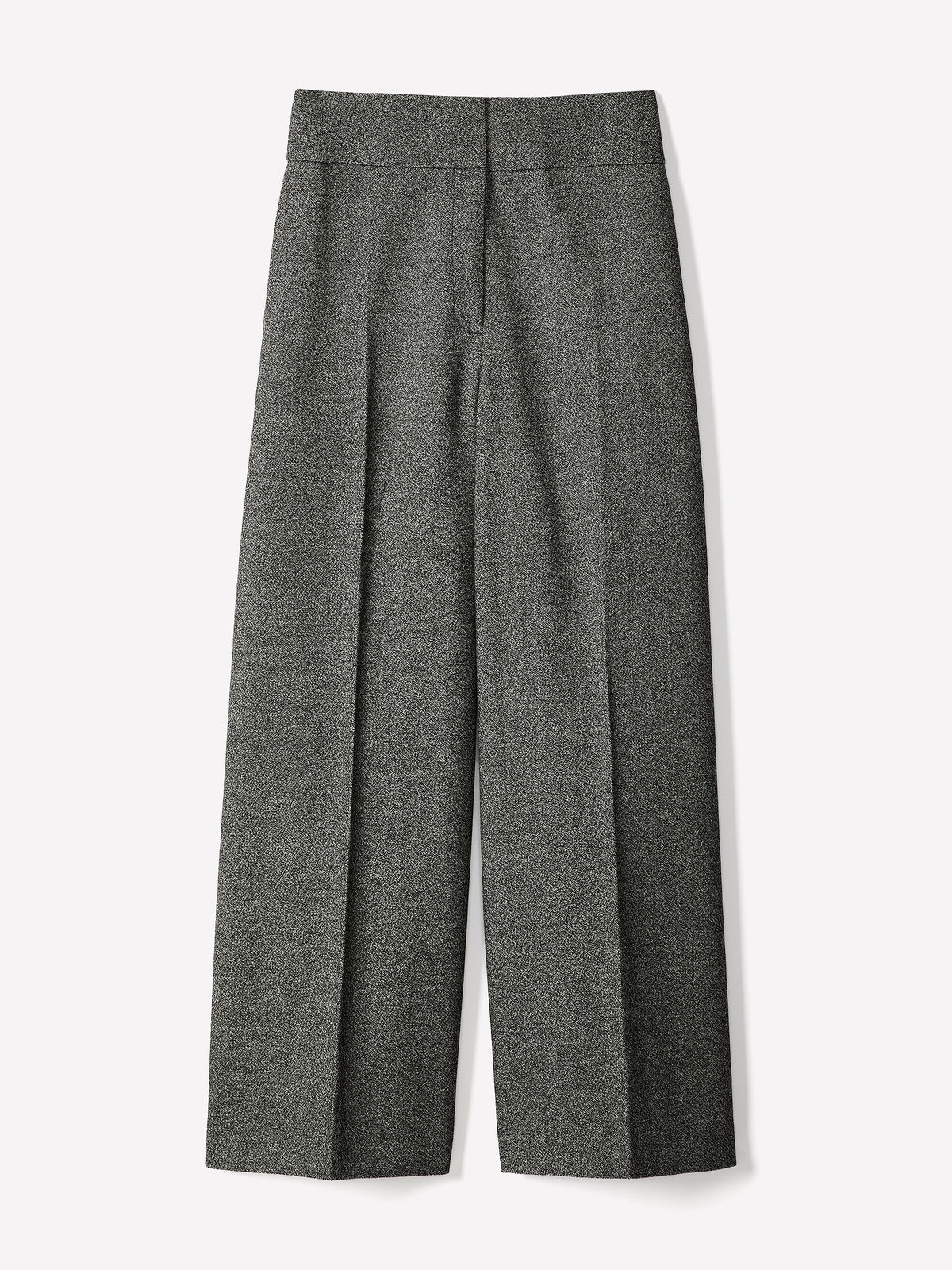 Ultra Wide Leg Tweed Pant Wool Blend