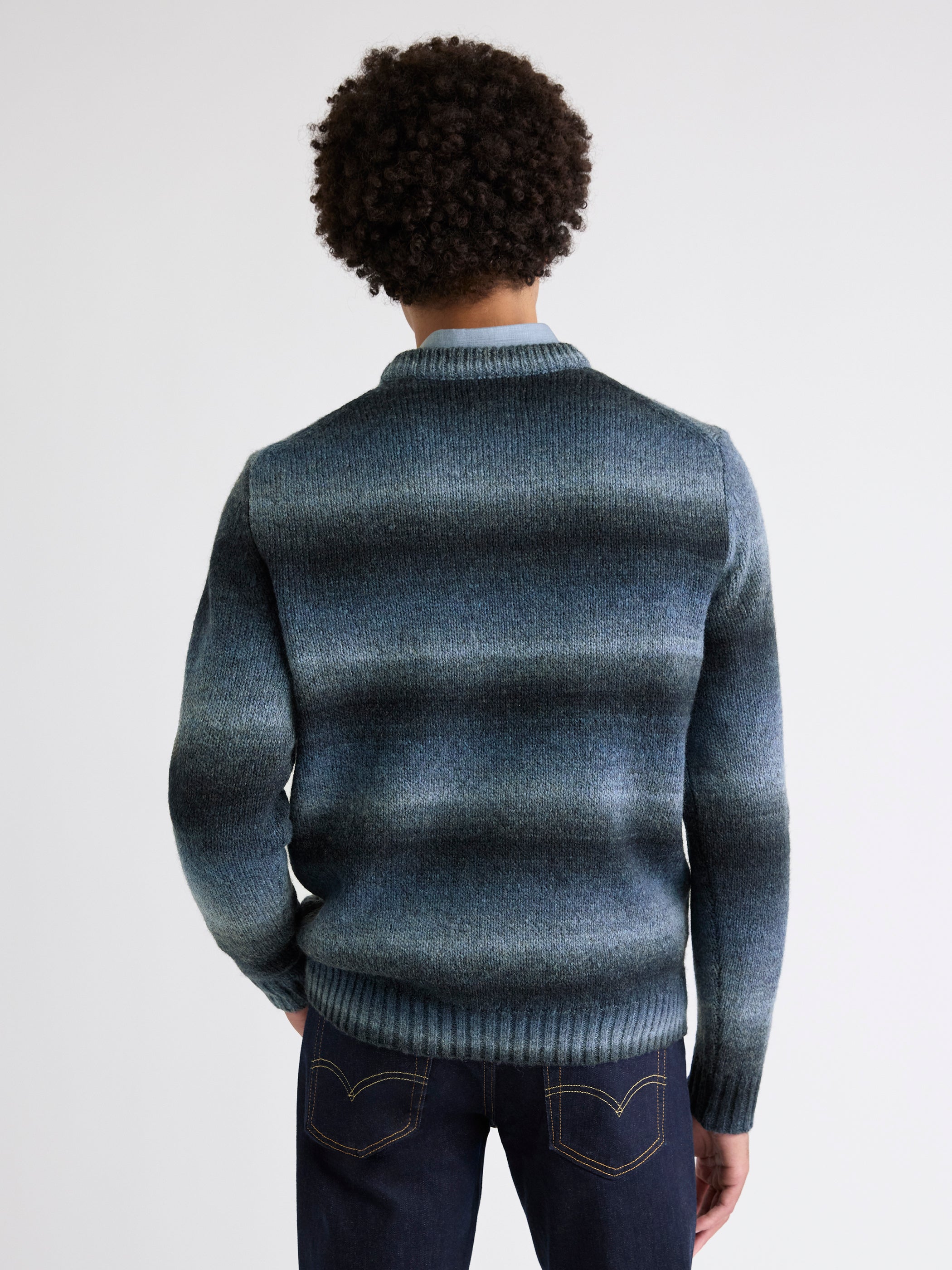 Long-Sleeve Ombre Crew-Neck Sweater