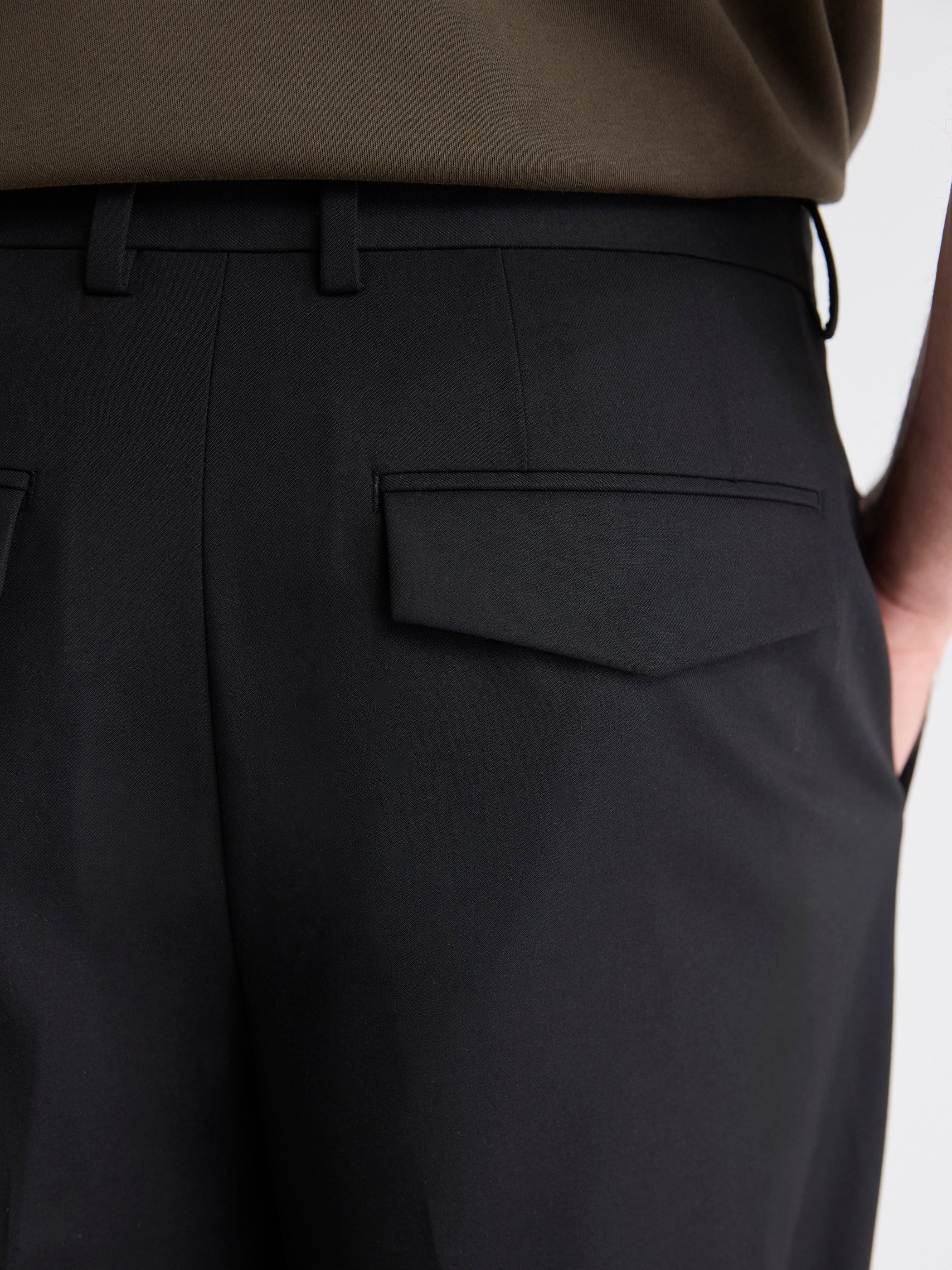 Pantalon Habillé à Jambe Fuselée Plissée en Mélange de Laine