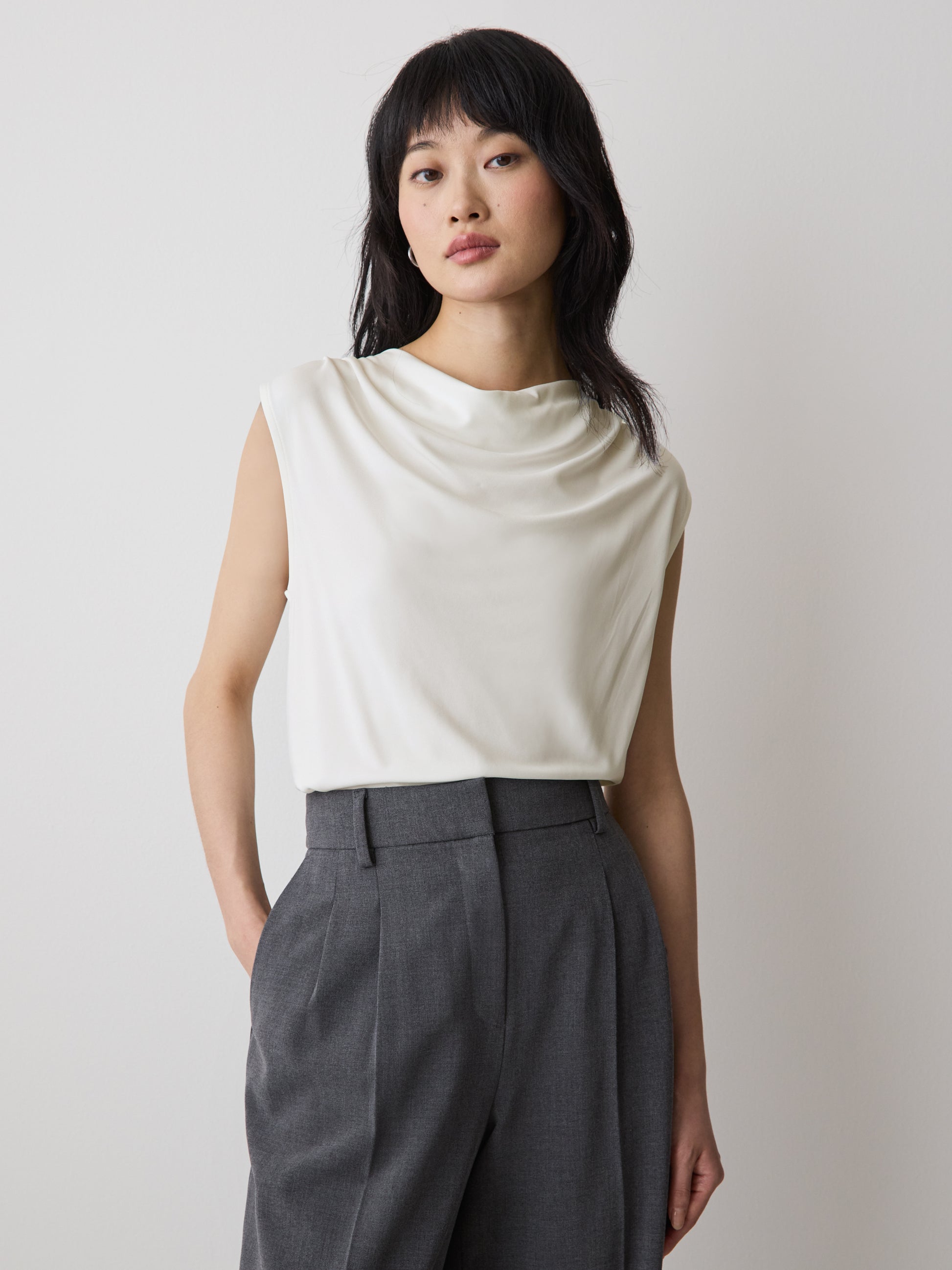 Sleeveless Top with Cowl Neckline