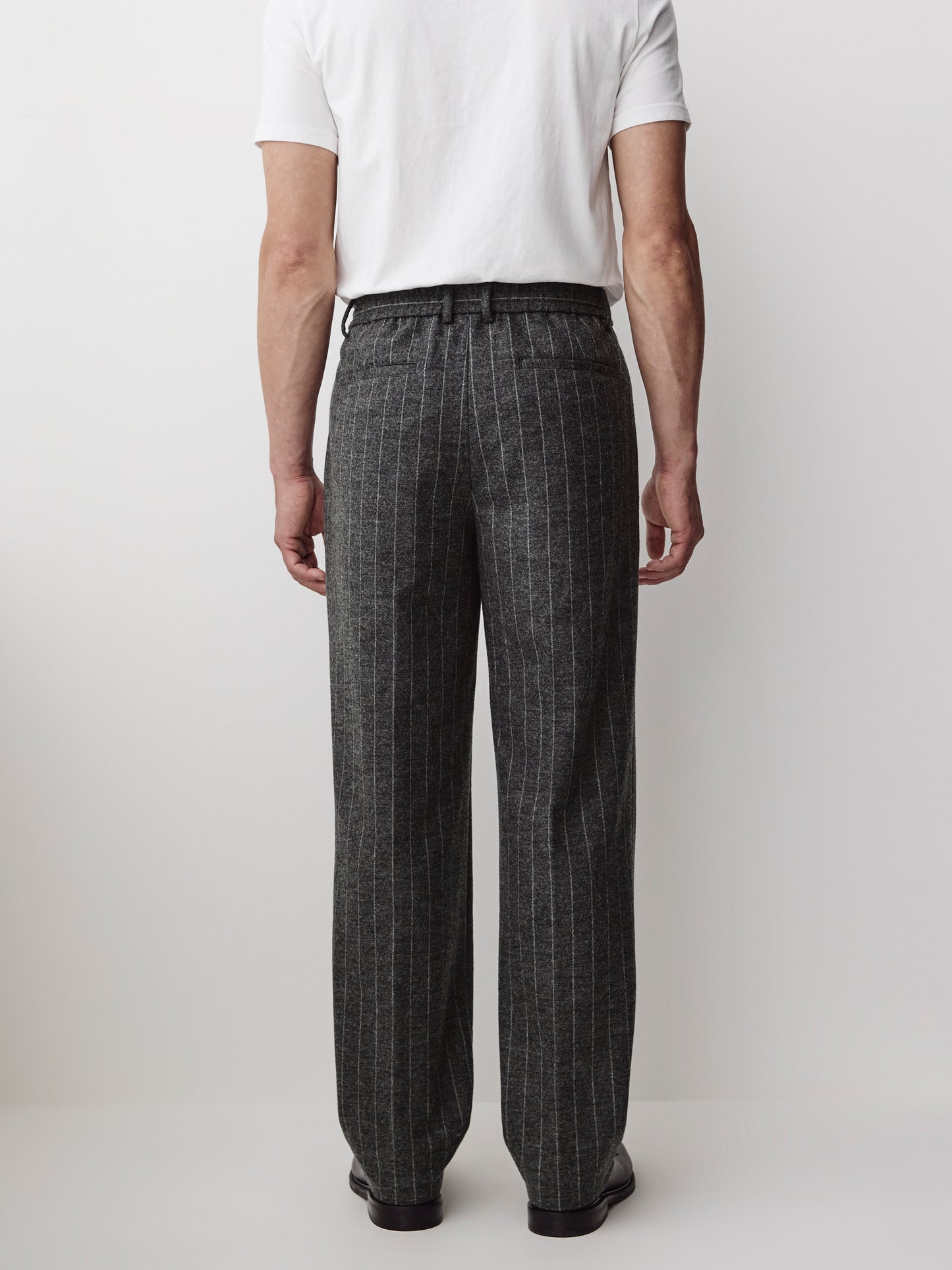 Straight Knit Pinstripe Wool Blend Pant