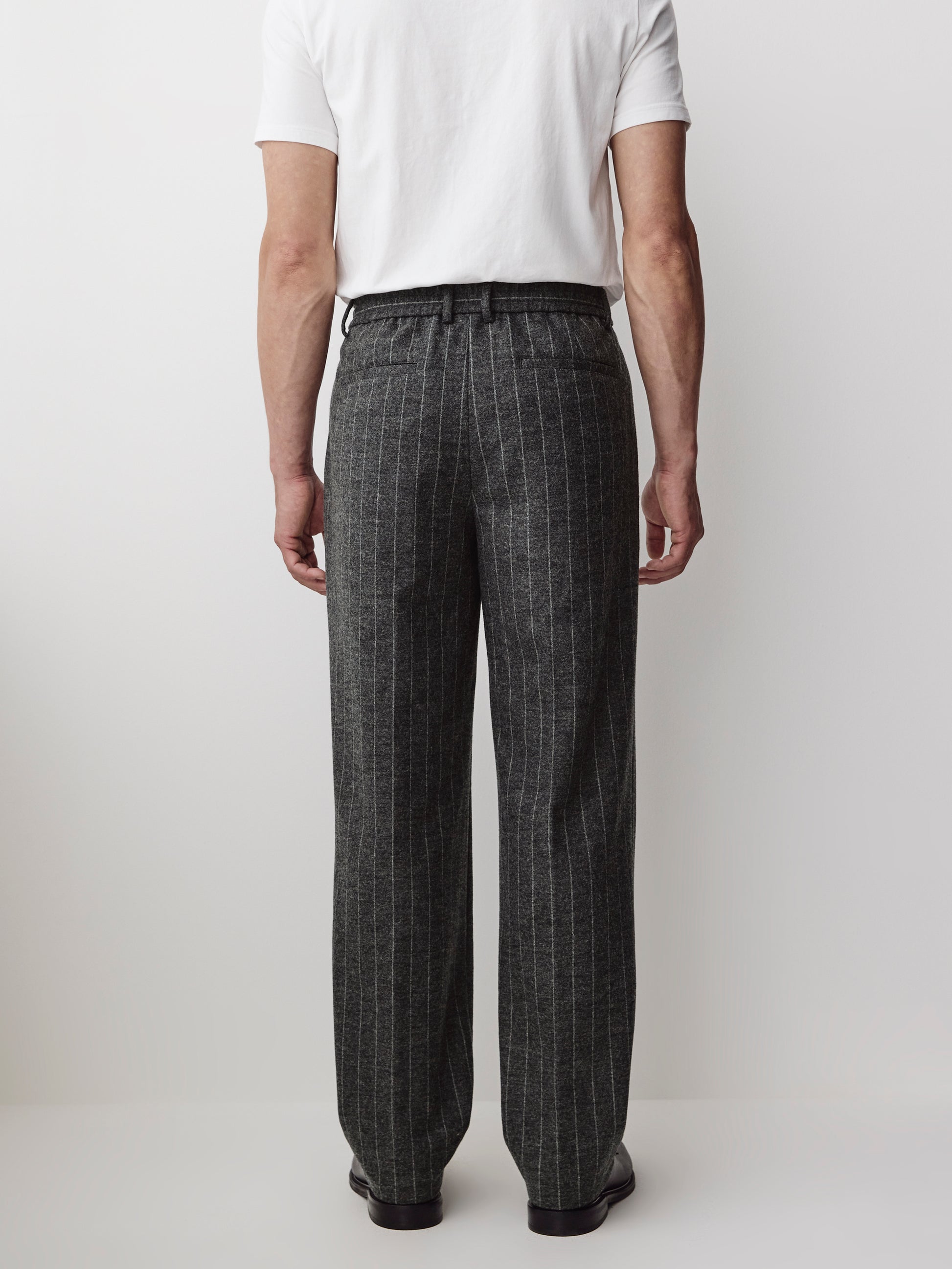 Straight Knit Pinstripe Wool Blend Pant