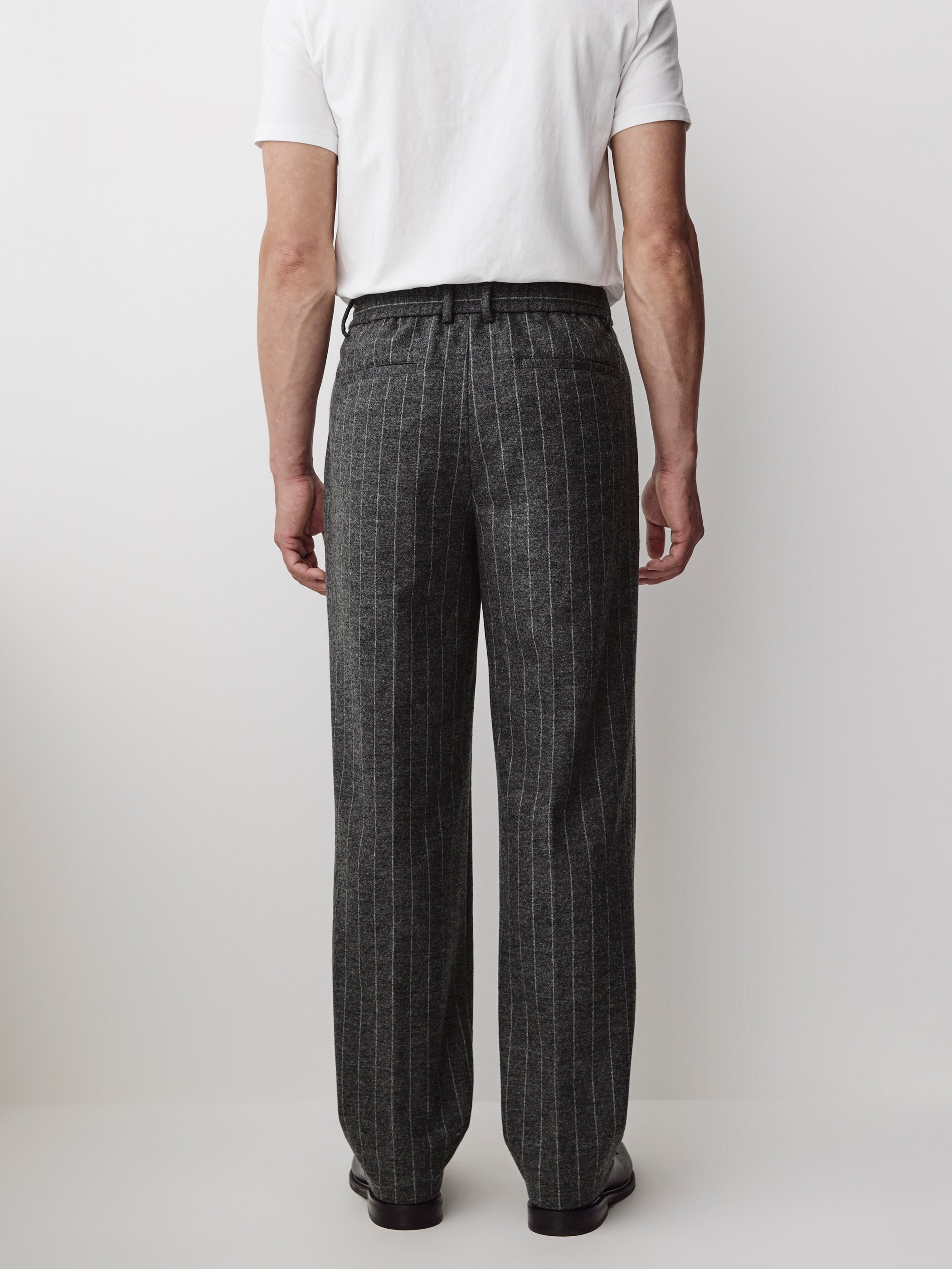 Straight Knit Pinstripe Wool Blend Pant