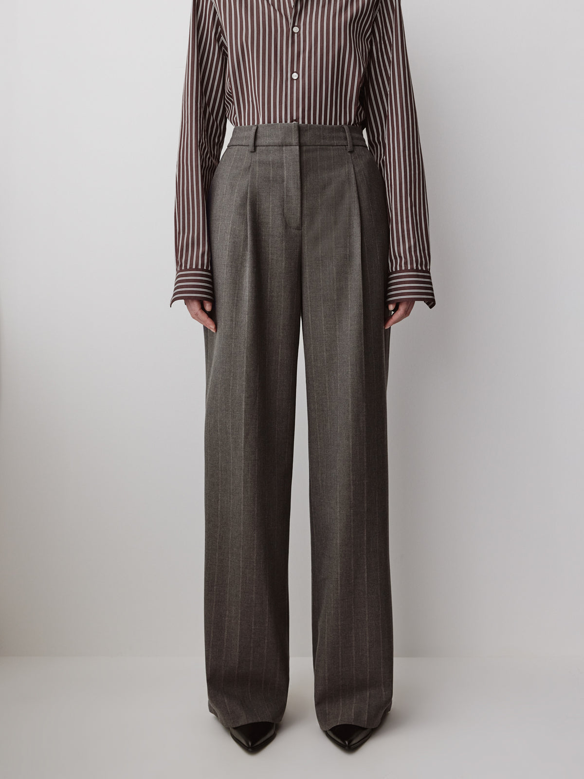 Striped Wide-Leg High-Rise Pant