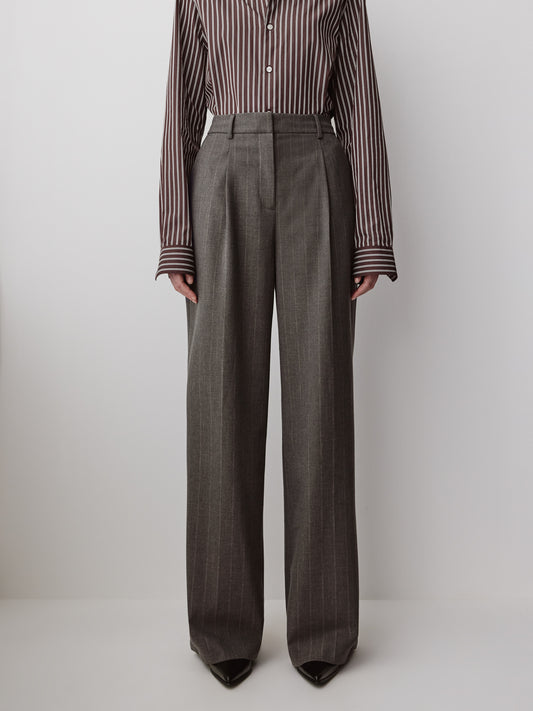 Striped Wide-Leg High-Rise Pant