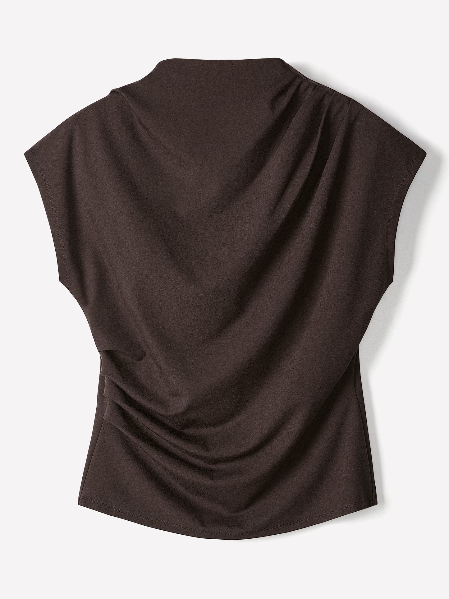 Extended-Sleeve Crew-Neck Draped Top