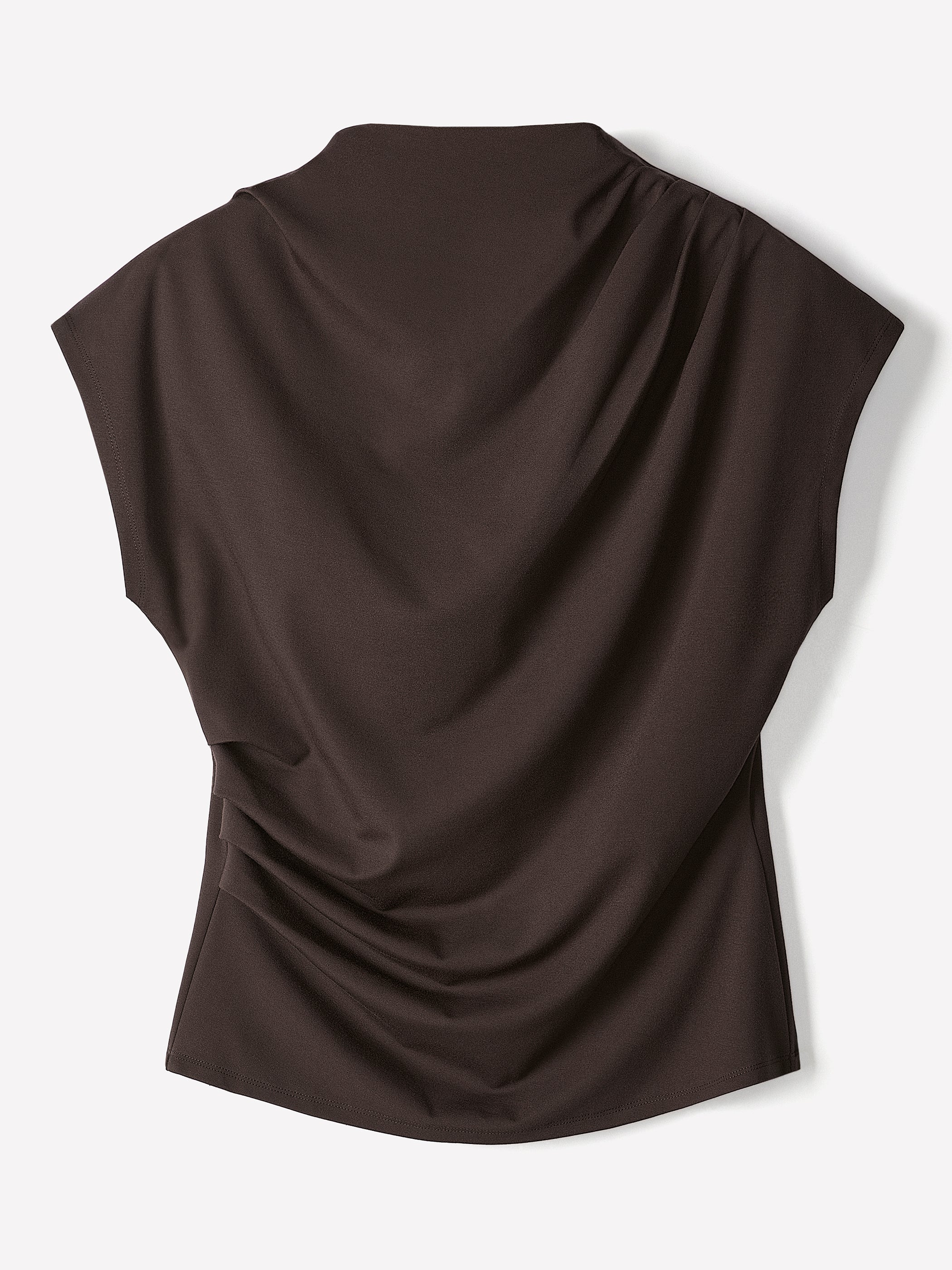 Extended-Sleeve Crew-Neck Draped Top