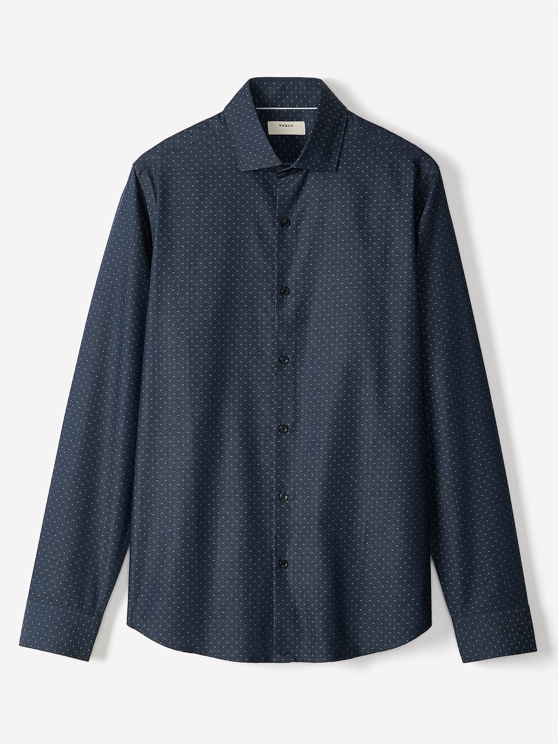 Slim Fit Cotton Shirt with Stand Collar