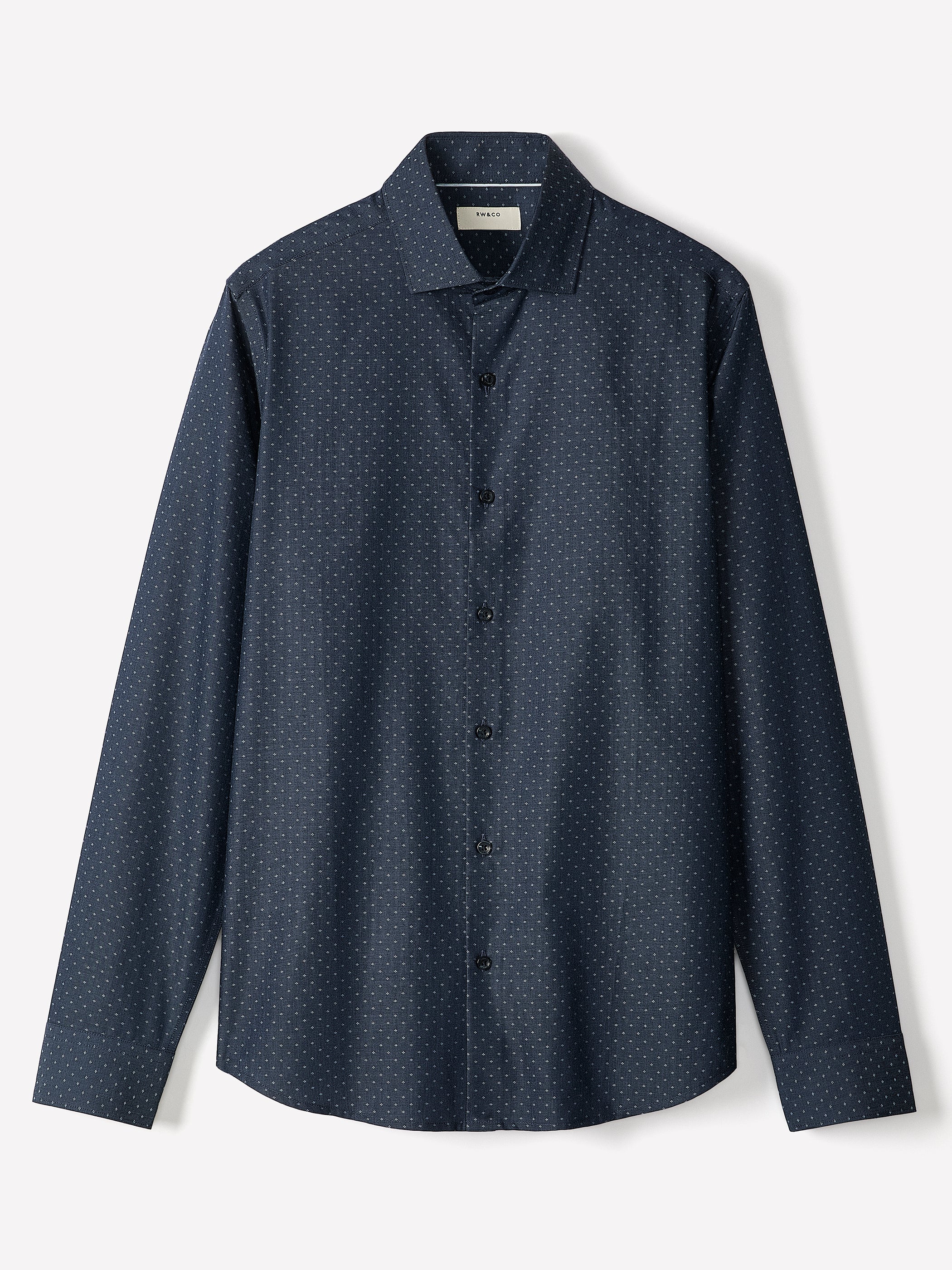 Slim Fit Cotton Shirt with Stand Collar