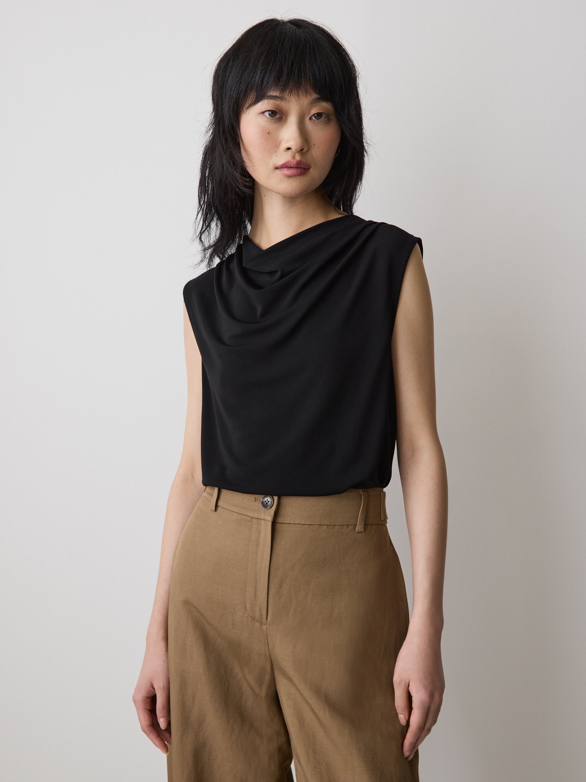 Sleeveless Top with Cowl Neckline
