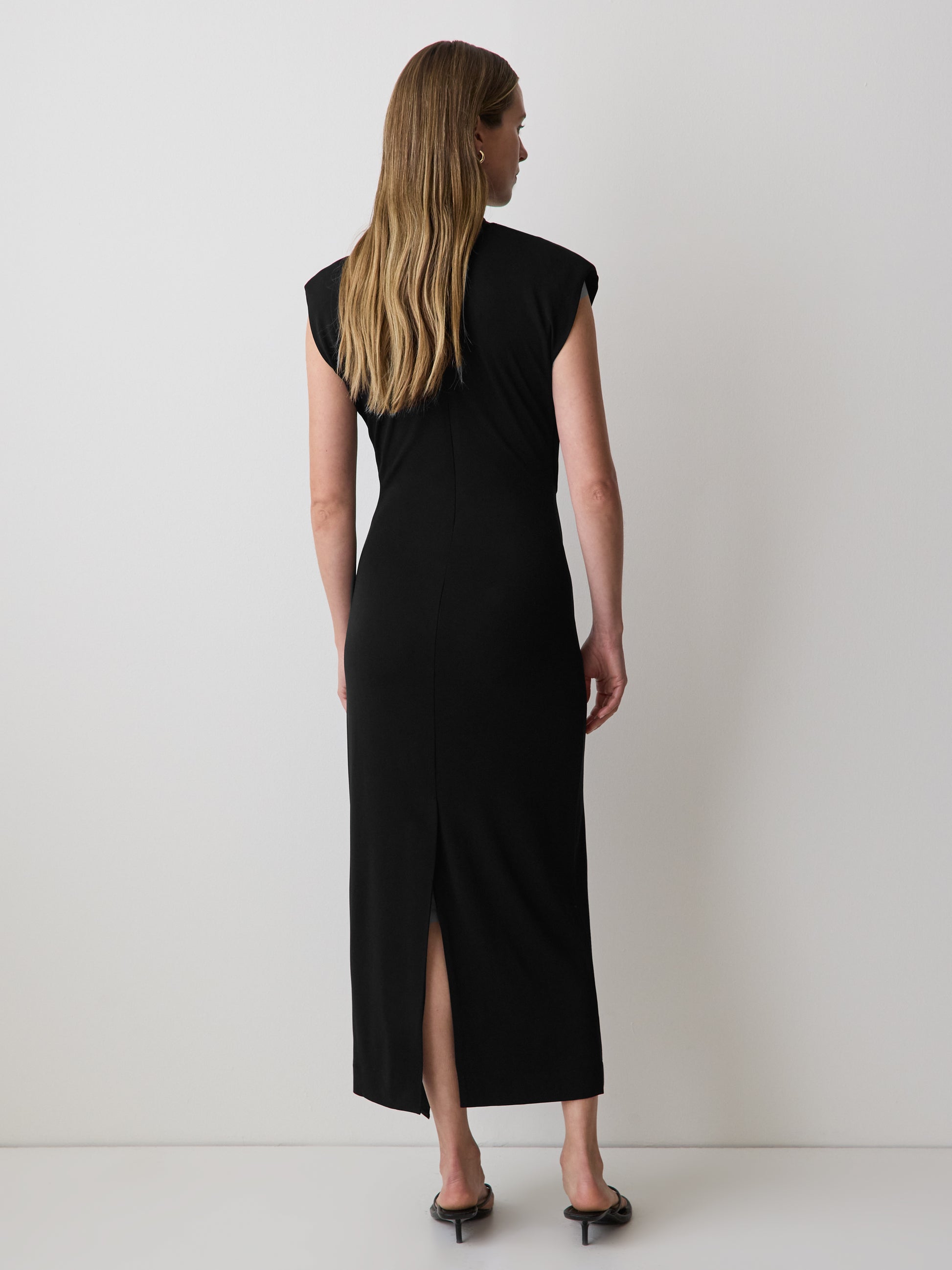 Women's Draped Midi Cocktail Dress with Cascade Detail RW&CO Women's Draped Midi Cocktail Dress with Cascade Detail RW&CO