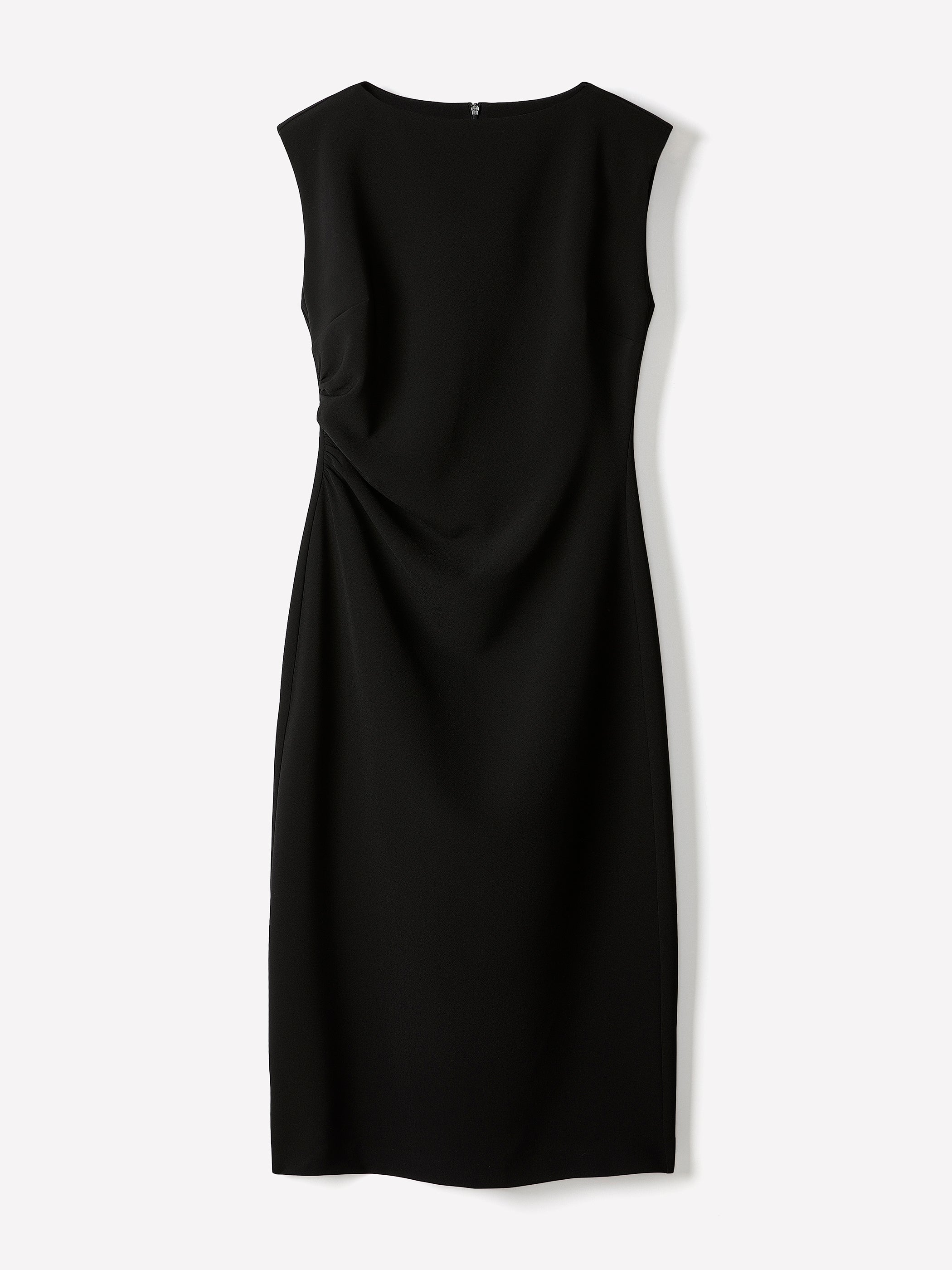 Sleeveless Woven Dress with Cow Neck, Polyester Blend