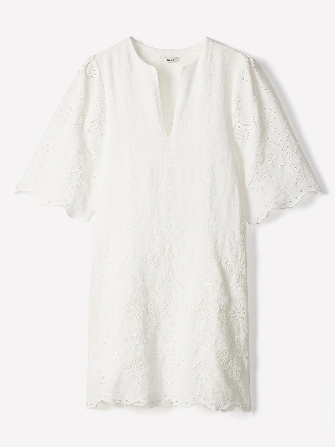 sachin and babi light blue dress Women's Split-Neck Embroidered Flare Mini Dress – RW&CO