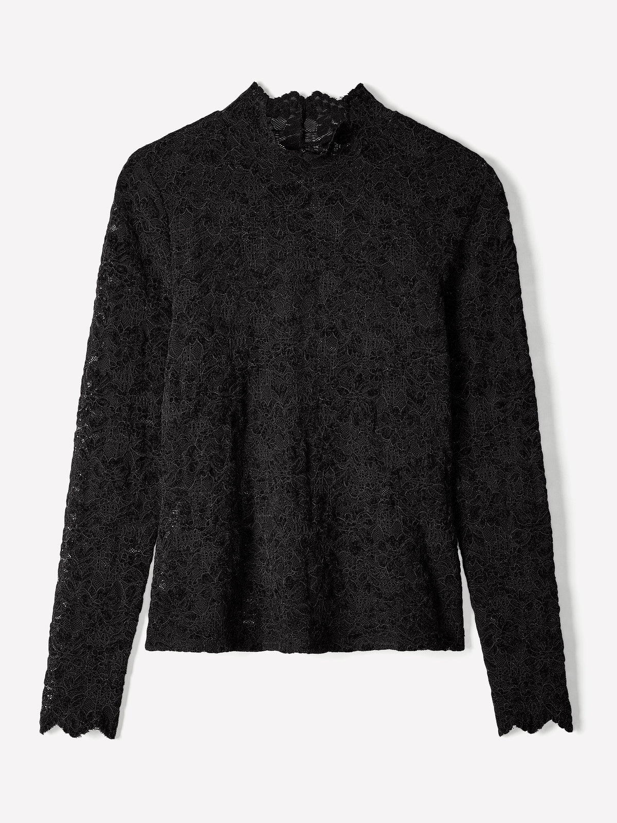 Long-Sleeve Mock-Neck Lace Top