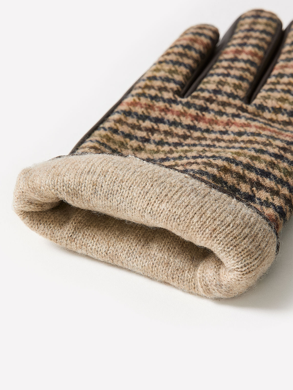 Men's Leather Gloves Sheepskin Houndstooth Panel