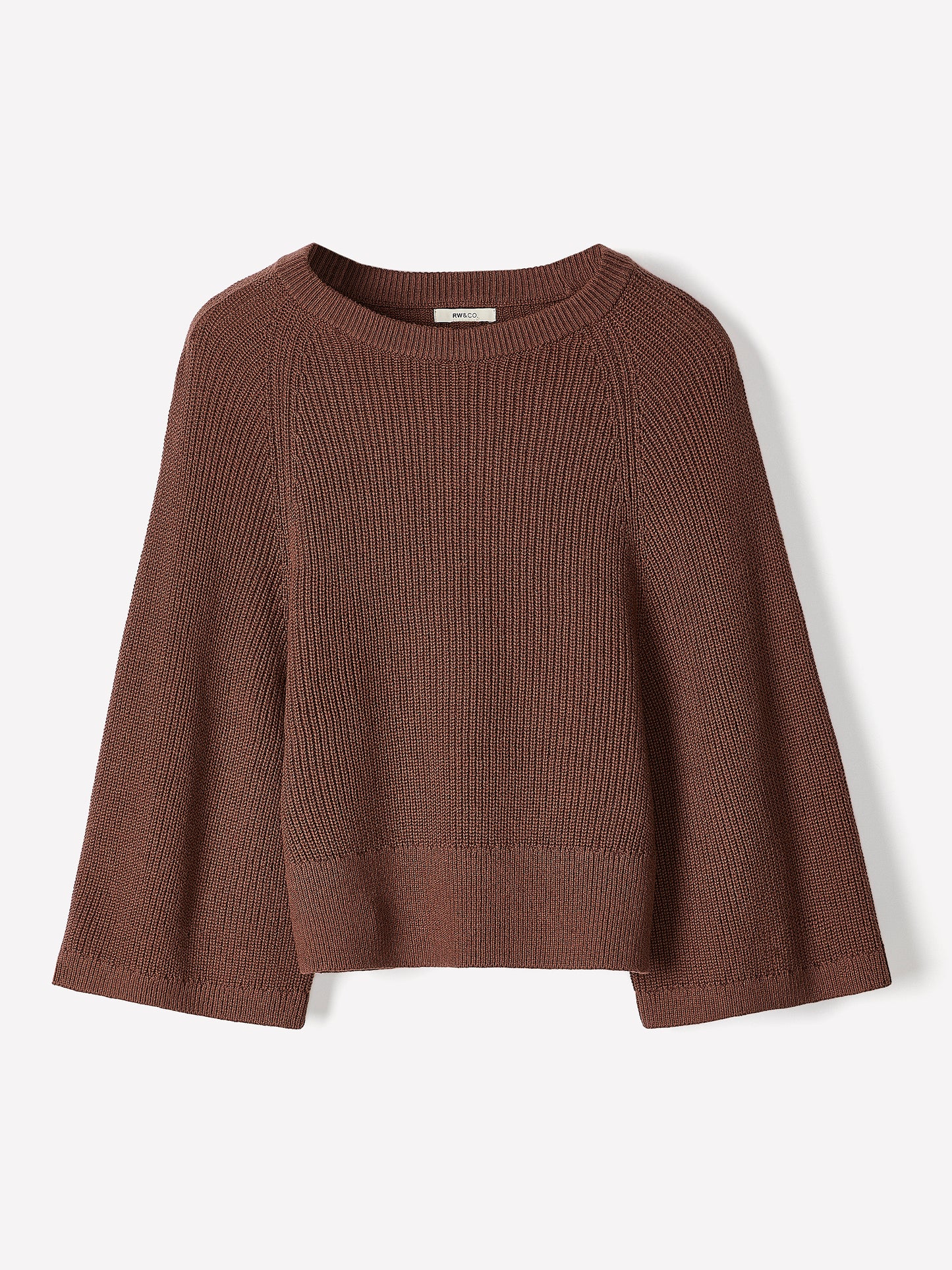 Wide-Sleeve Crew-Neck Merino-Blend Sweater