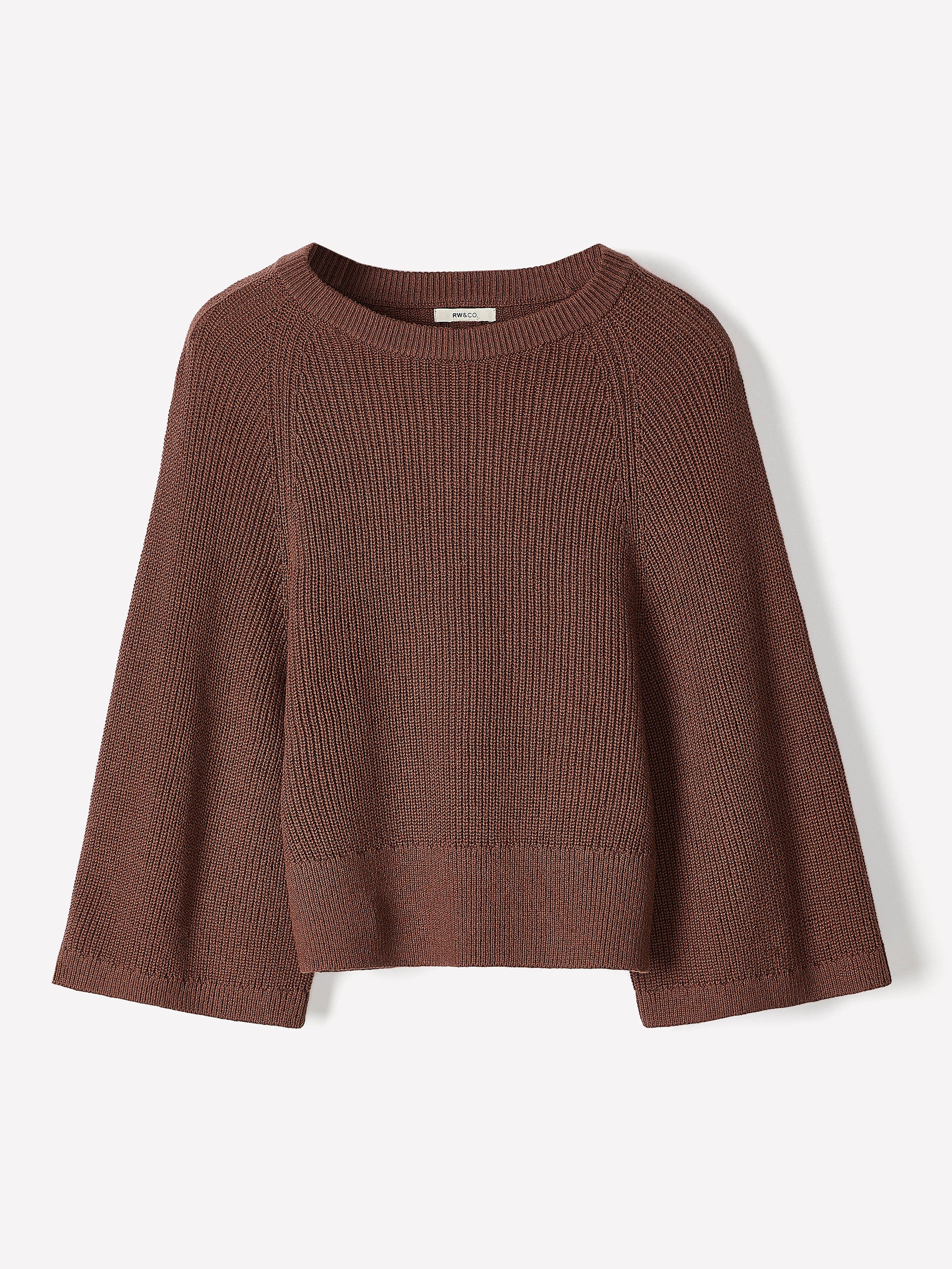 Wide-Sleeve Crew-Neck Merino-Blend Sweater