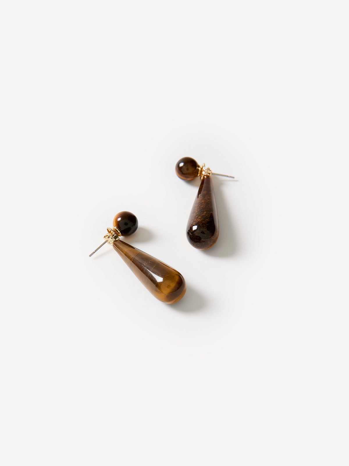 Pendant Earrings with Tiger Eye Stones