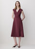 Extended-Sleeve V-Neck Wrap Midi Dress