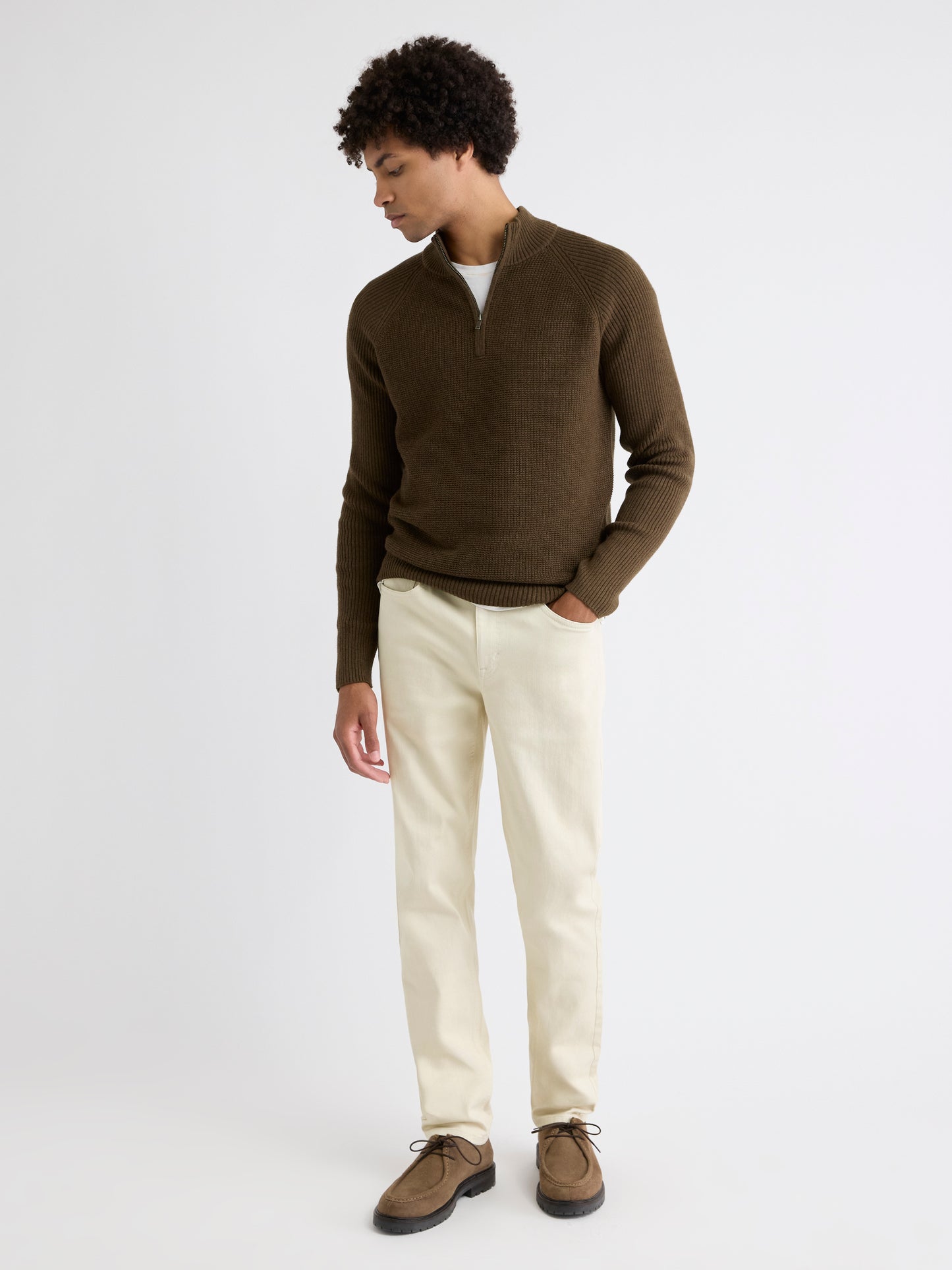 Pull à Col Montant Zippé et Manches Longues