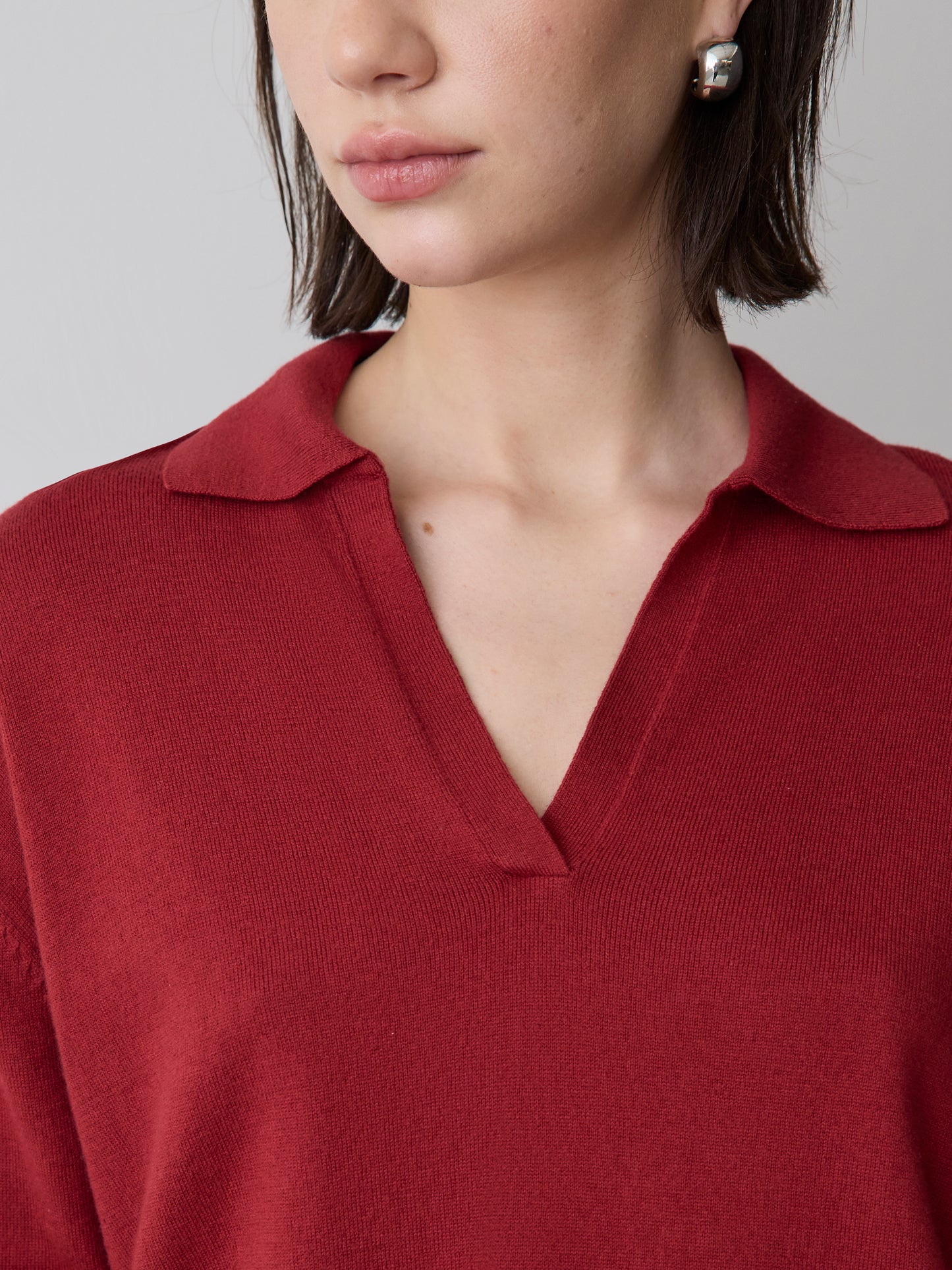 Wool-Blend Long-Sleeve Polo Sweater