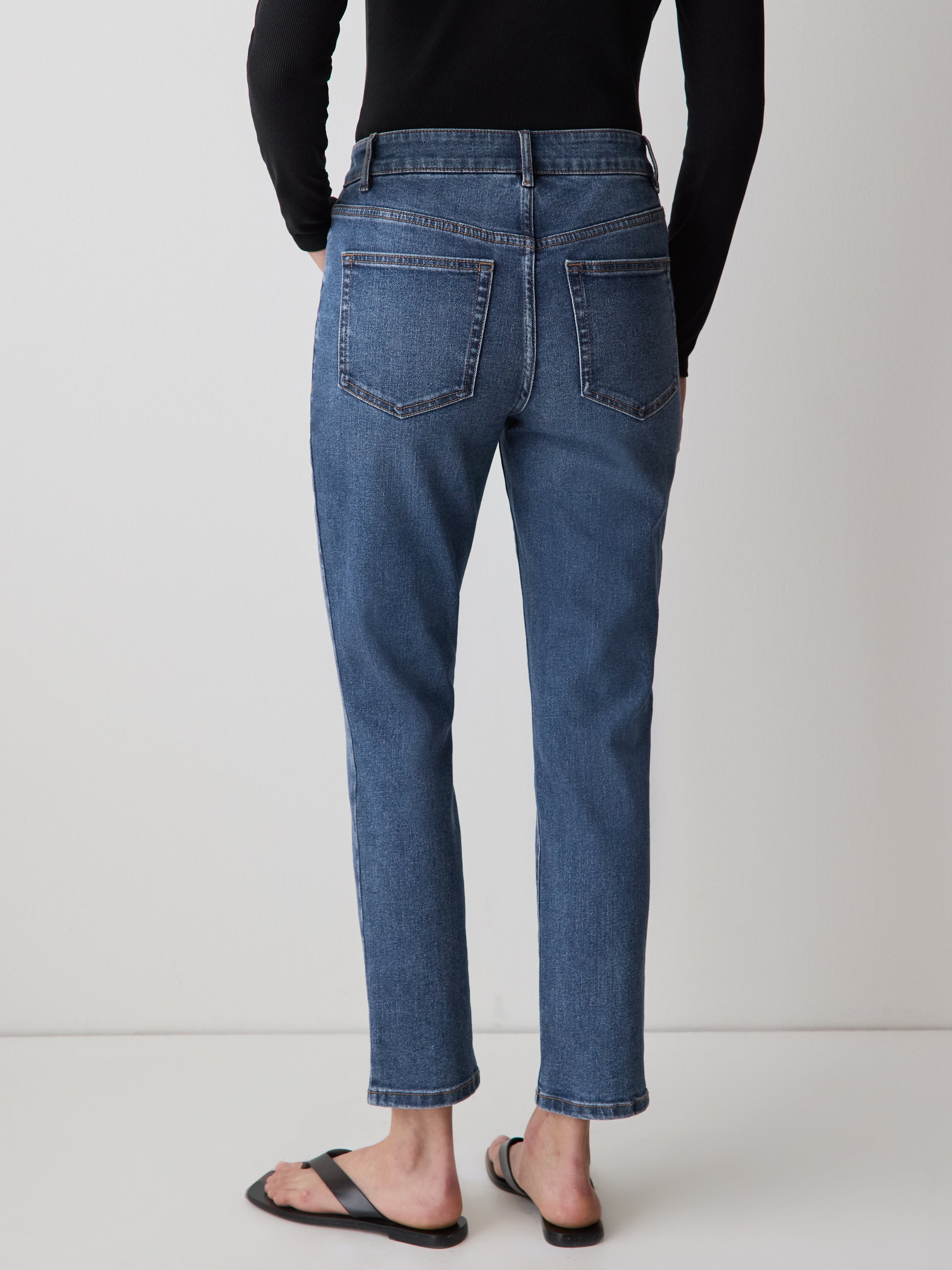 Deep-Blue Mid-Rise Skinny Jeans