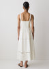 Sleeveless Square-Neck Linen-Blend Midi Dress