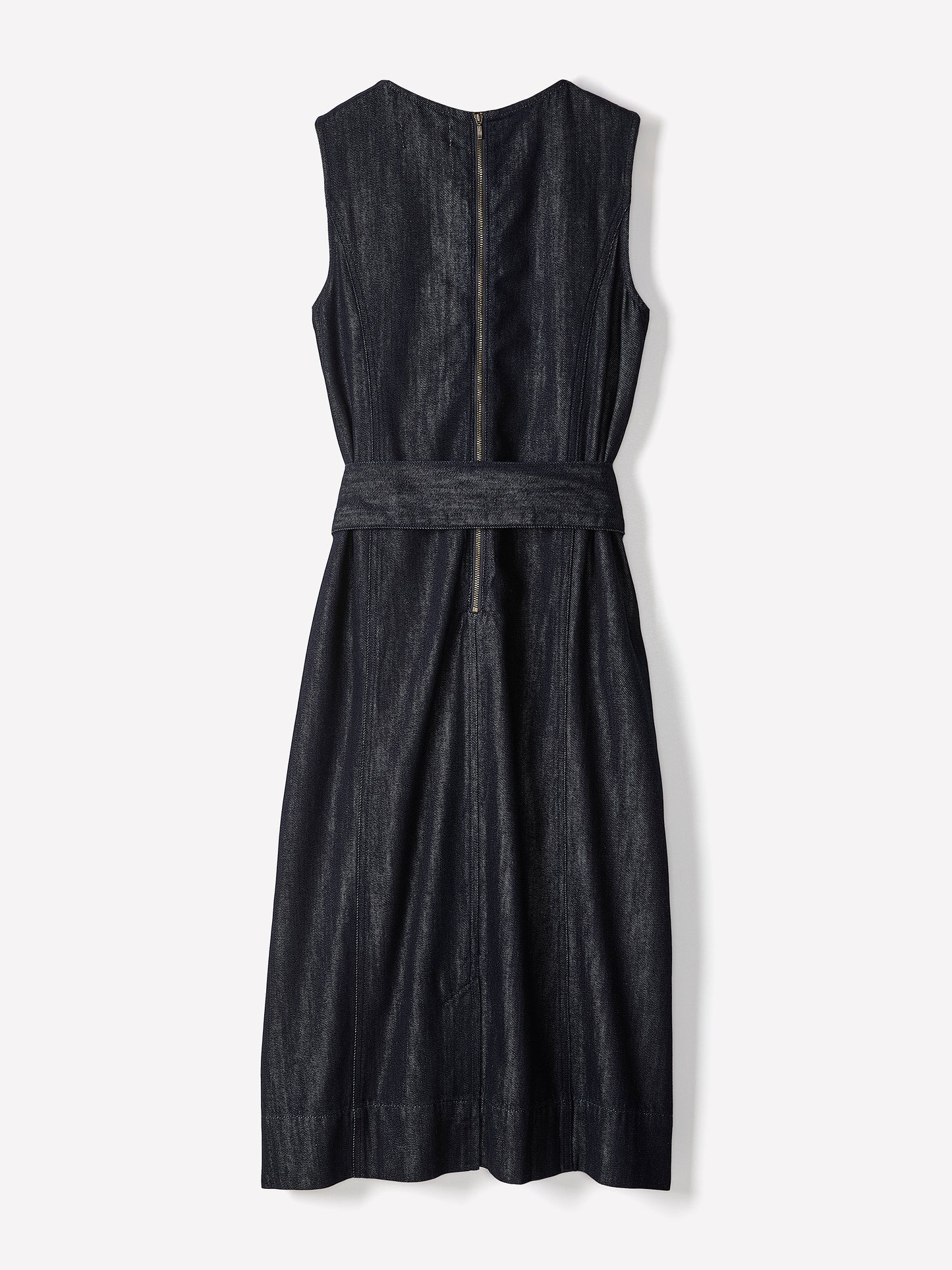 Sleeveless Belted Midi Denim Dress
