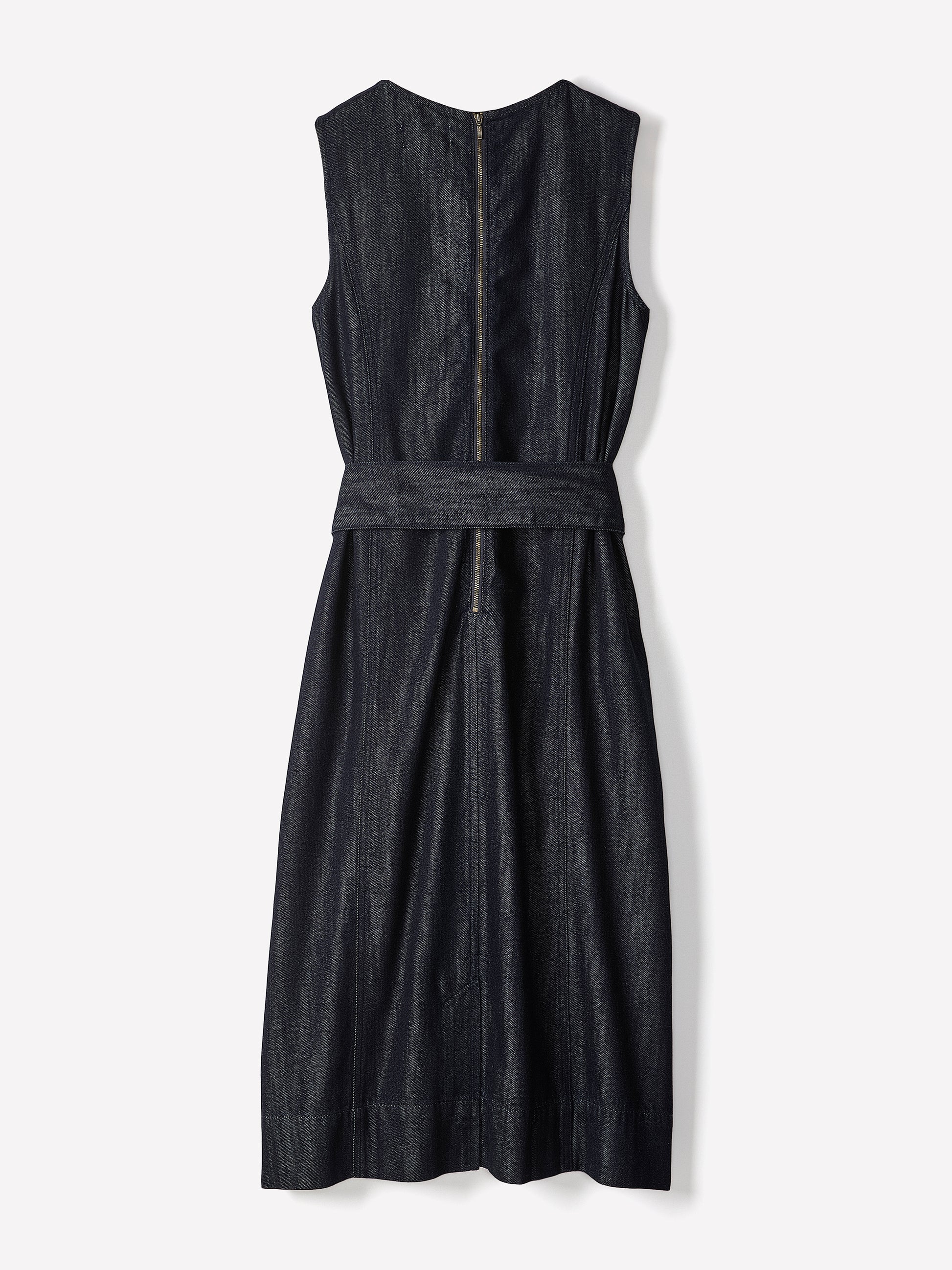 Sleeveless Belted Midi Denim Dress