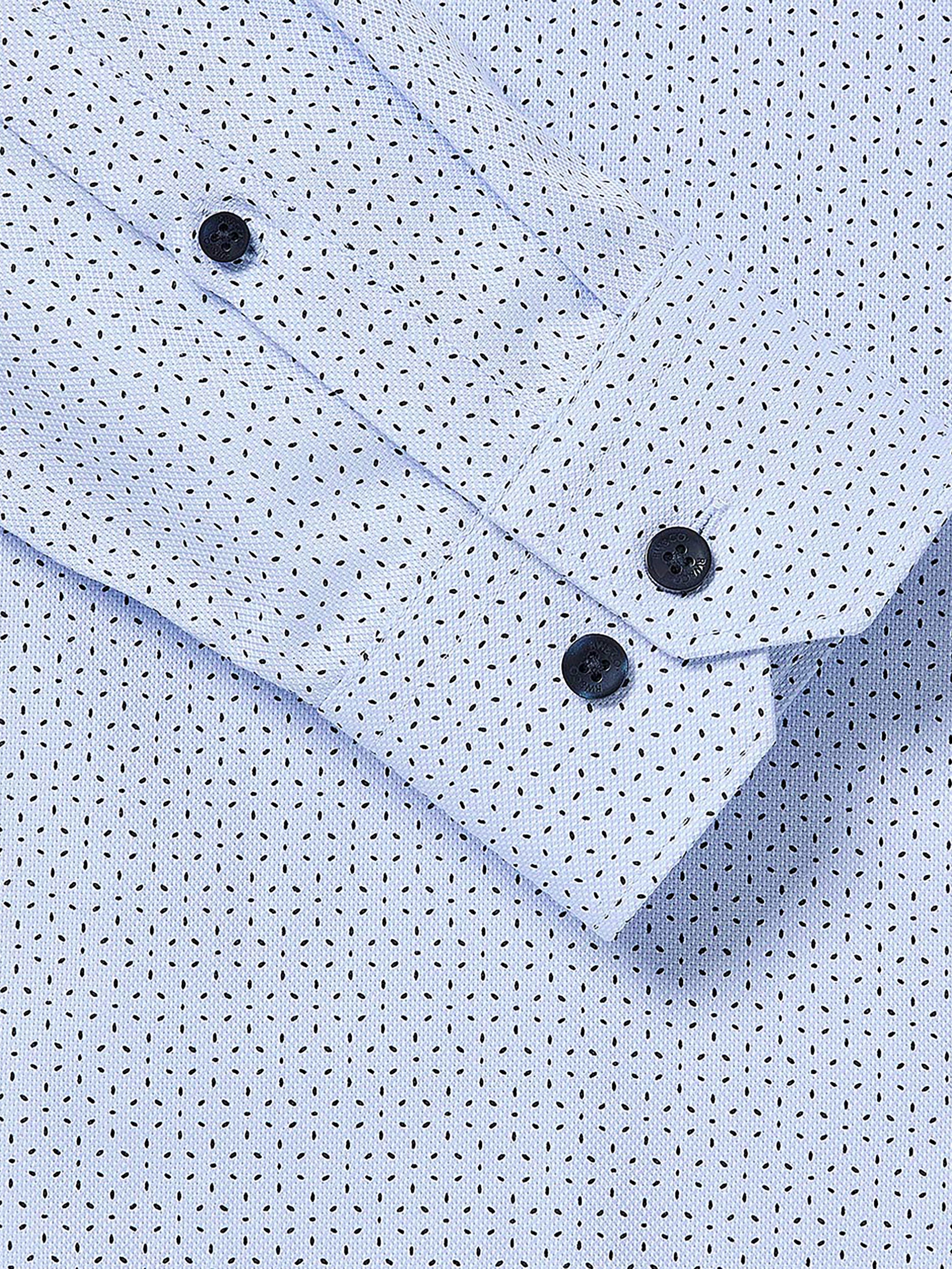 Navy Tailored Fit Dress Shirt with Geo Pattern