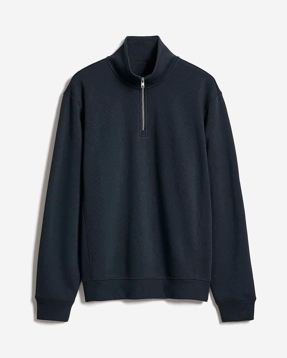 Long-Sleeve Half-Zip Mock-Neck Sweater