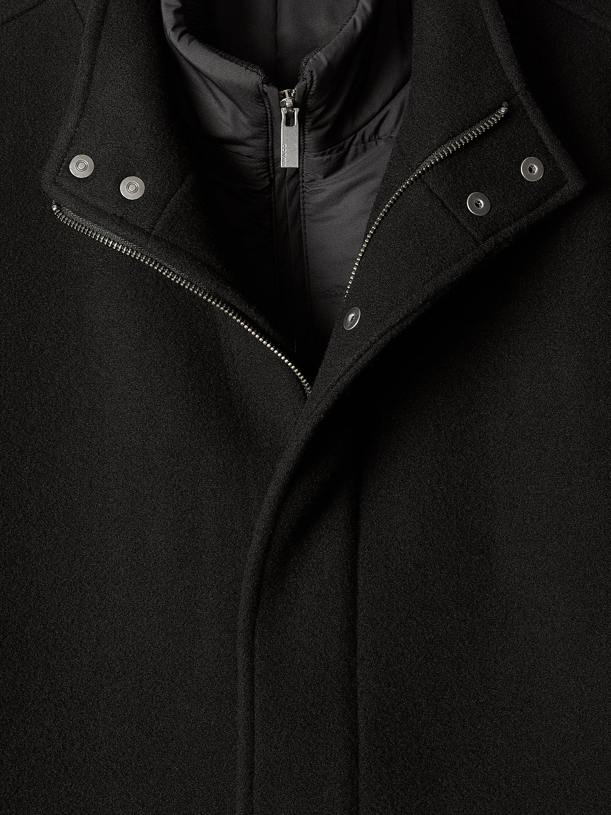 Classic Mock-Neck Wool Coat with Dickey