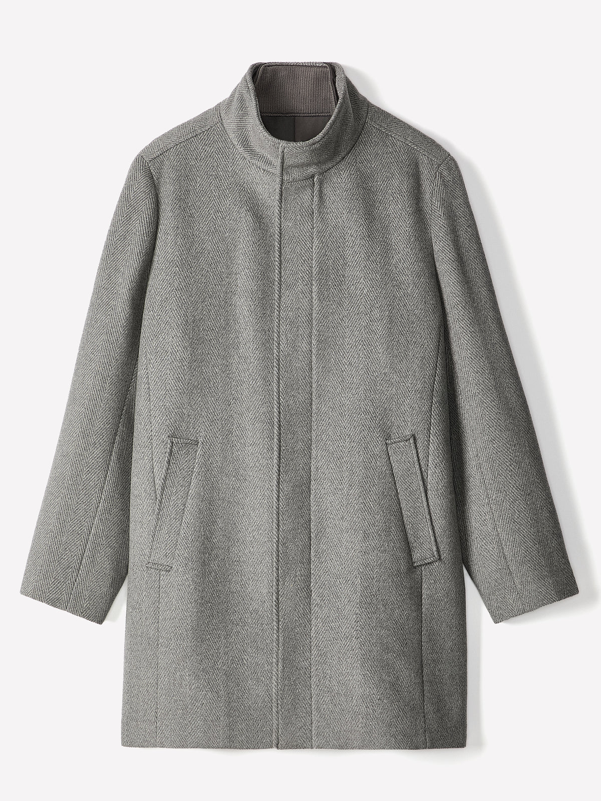Wool Blend Funnel Topcoat for Men