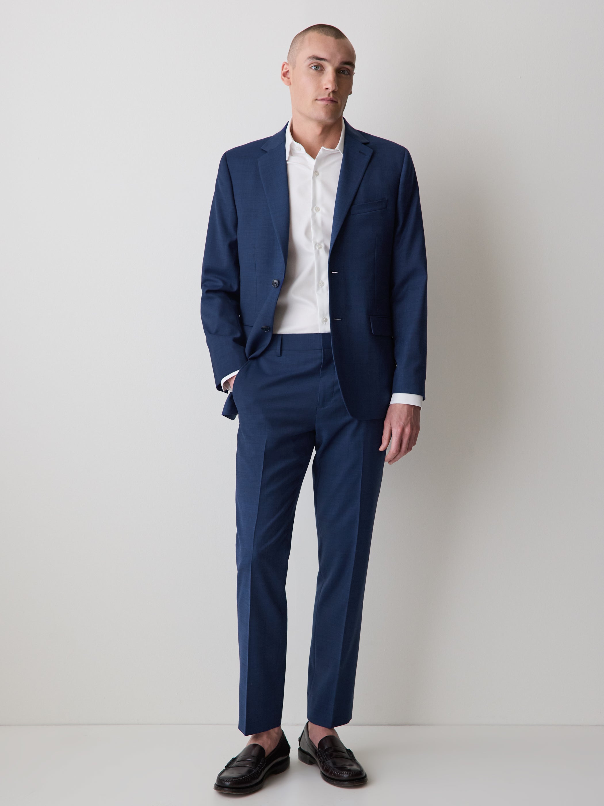 Tailored Wool Blend Men's Woven Blazer