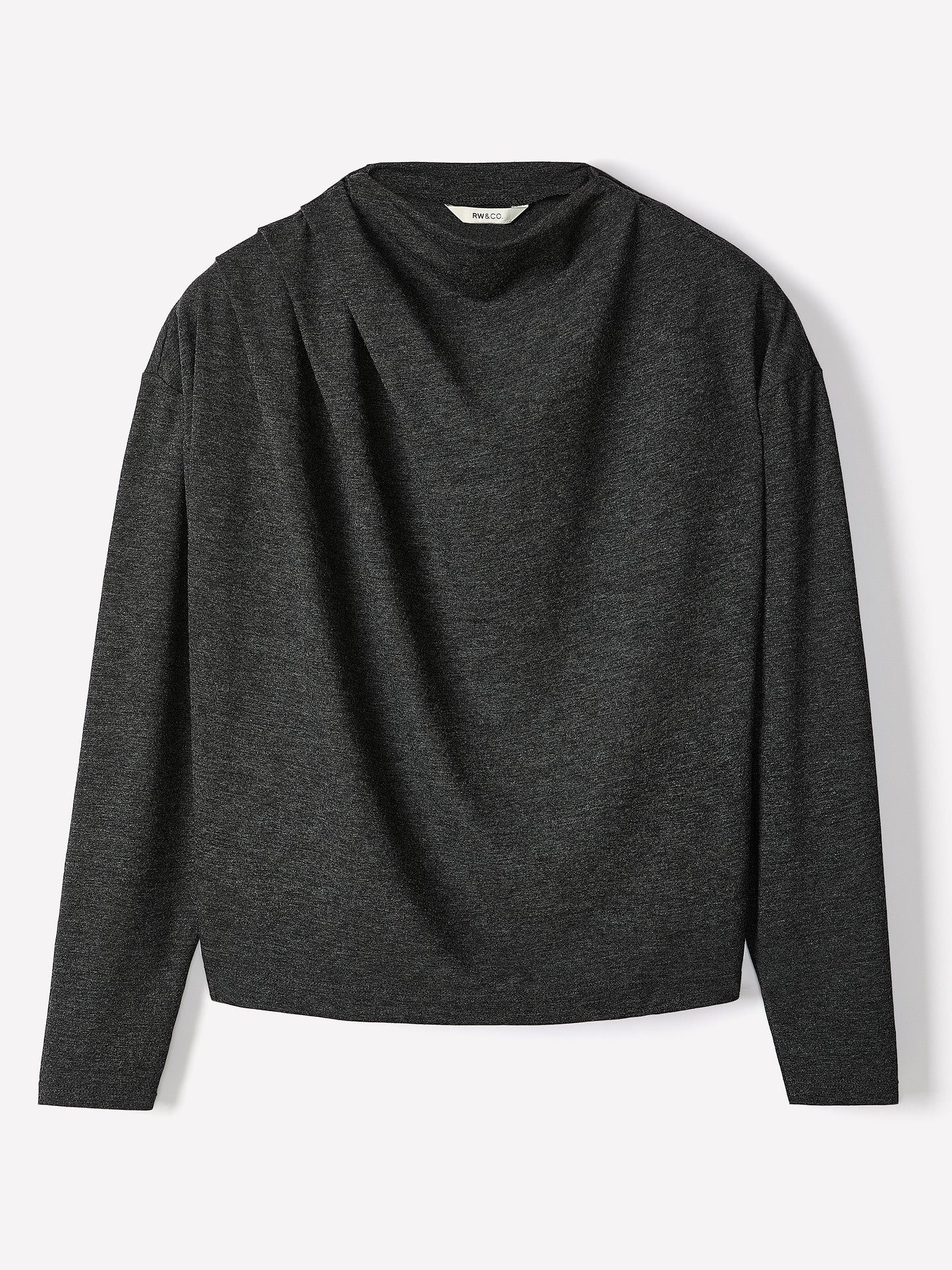 Haut à Manches Longues à Col Rond Drapé