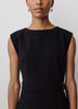 Woven Sleeveless Faux Wrap Dress with Twill Fabric