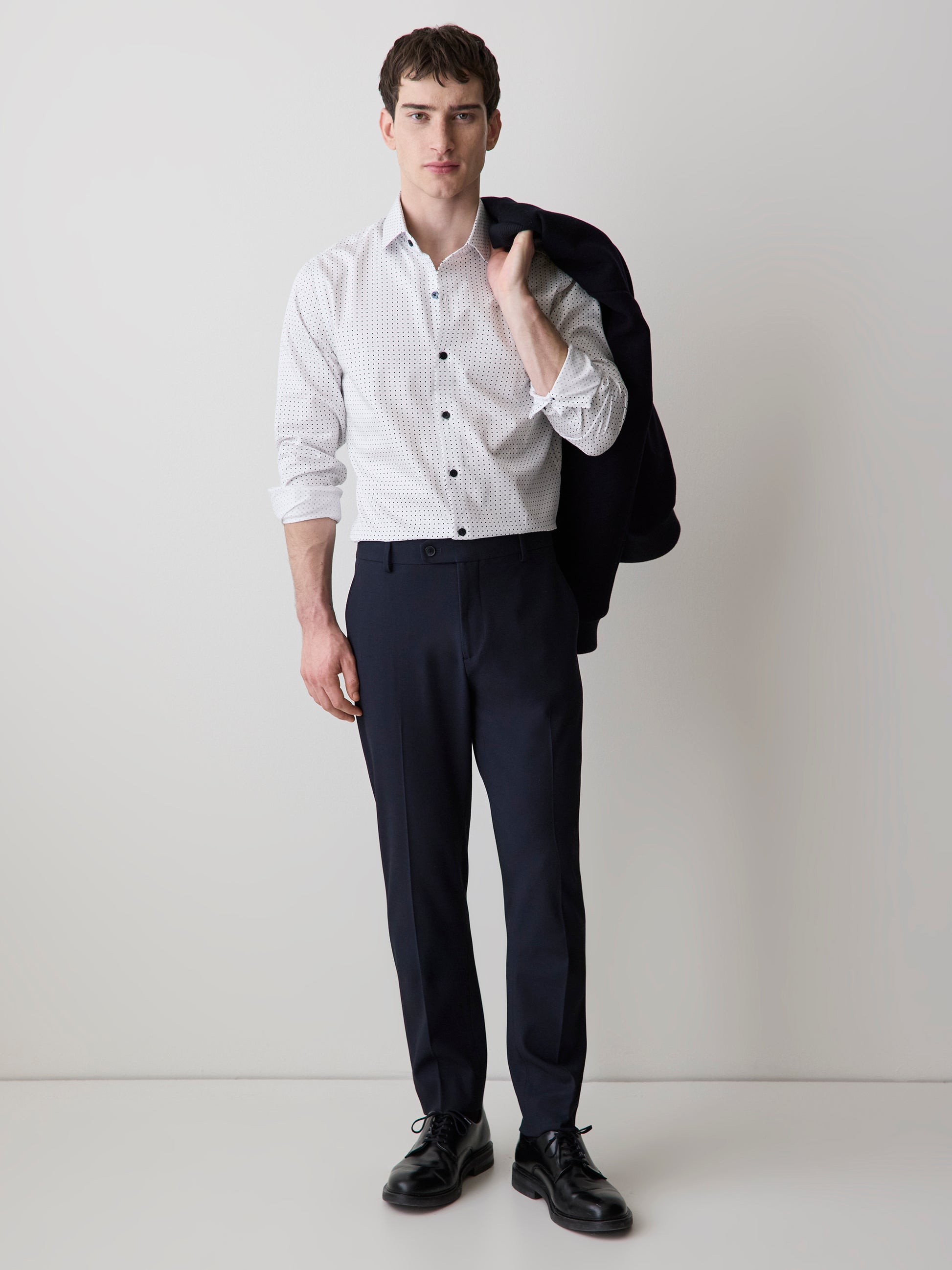 Slim Fit Dress Shirt With Micro Geometric Pattern