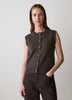 Veste en Tricot Sans Manches à Col Rond