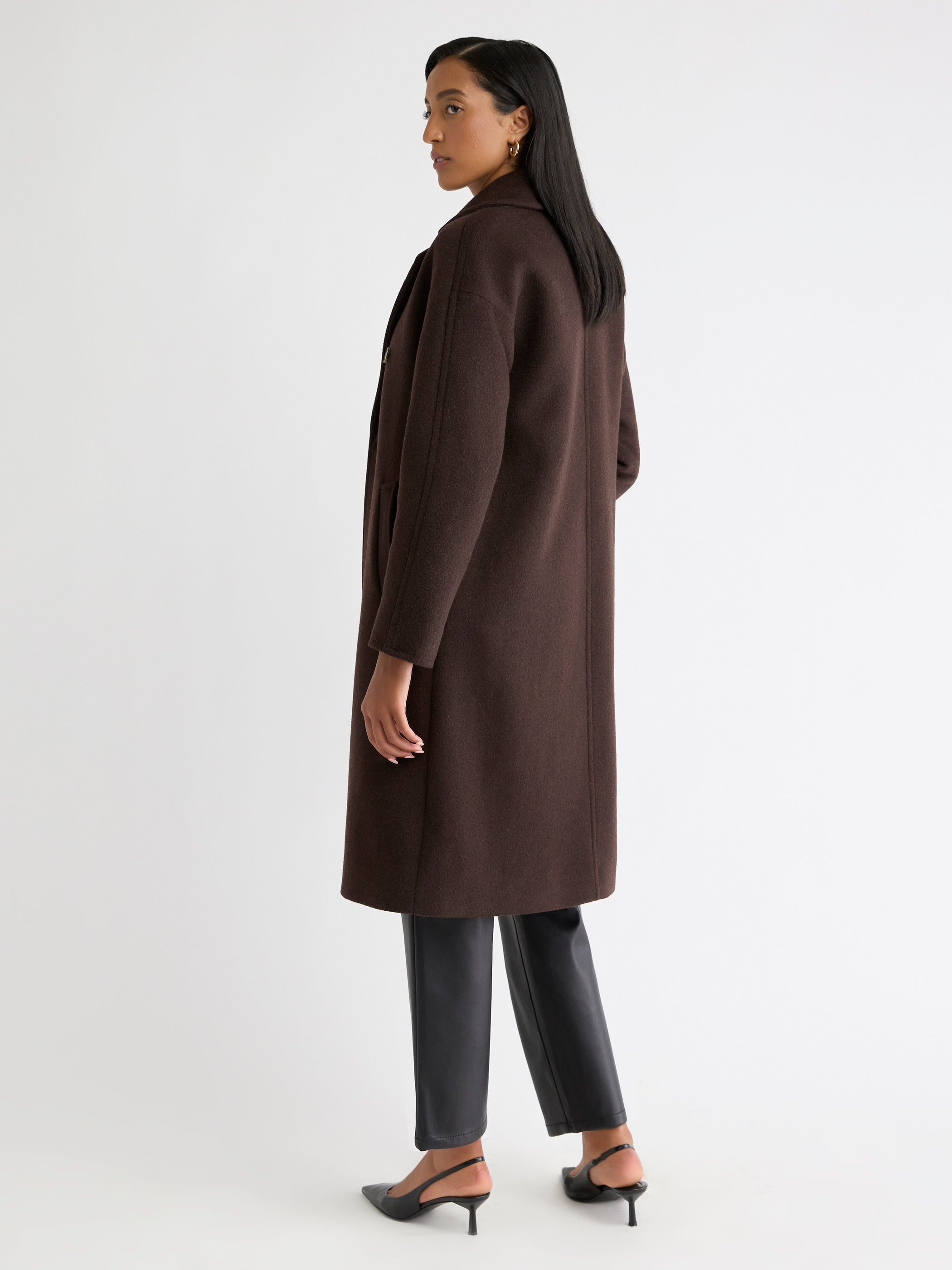 Wool-Blend Long Double-Breasted Coat | RW&CO.