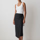 Woven Linen Blend Wrap Midi Skirt