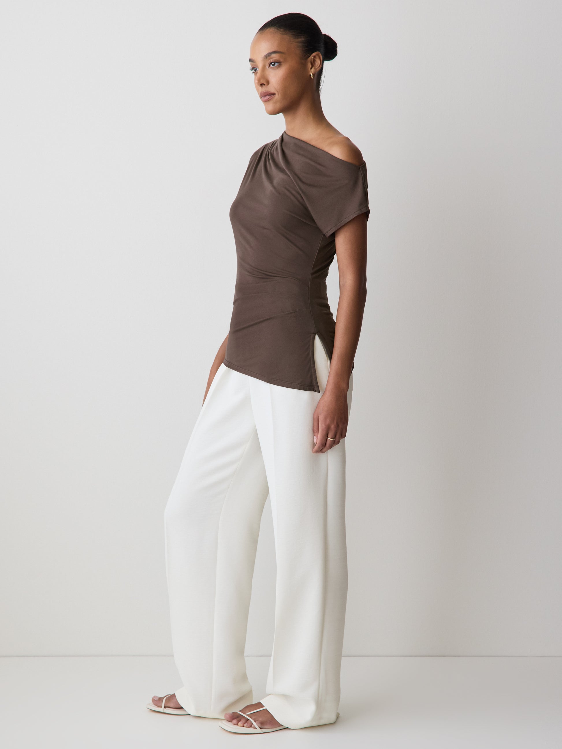 Off-Shoulder Knit Top in Silk Jersey